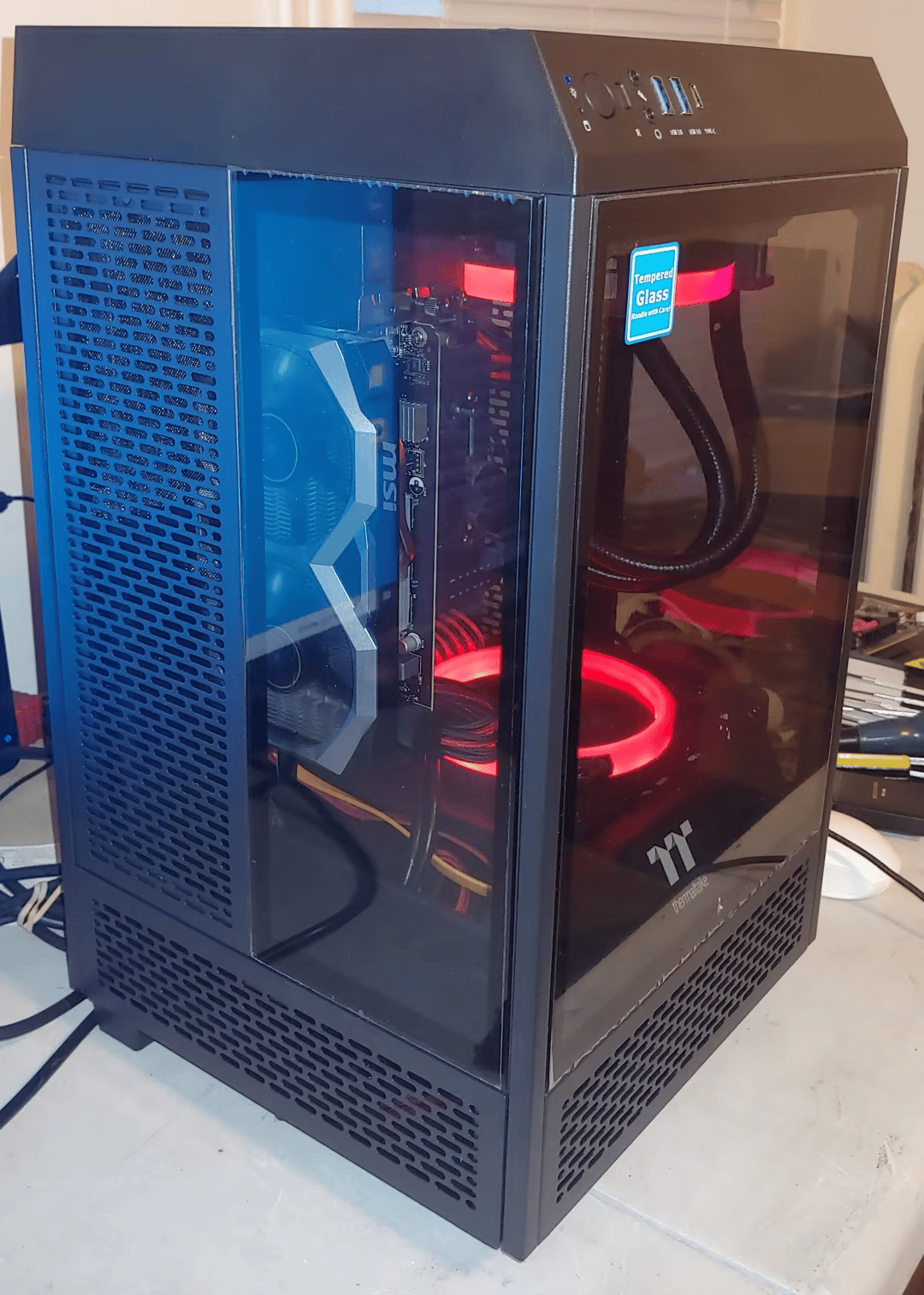 Mini ITX GTX 1650 256SSD 2TB HD Water Cooled Thermaltake Tower 100