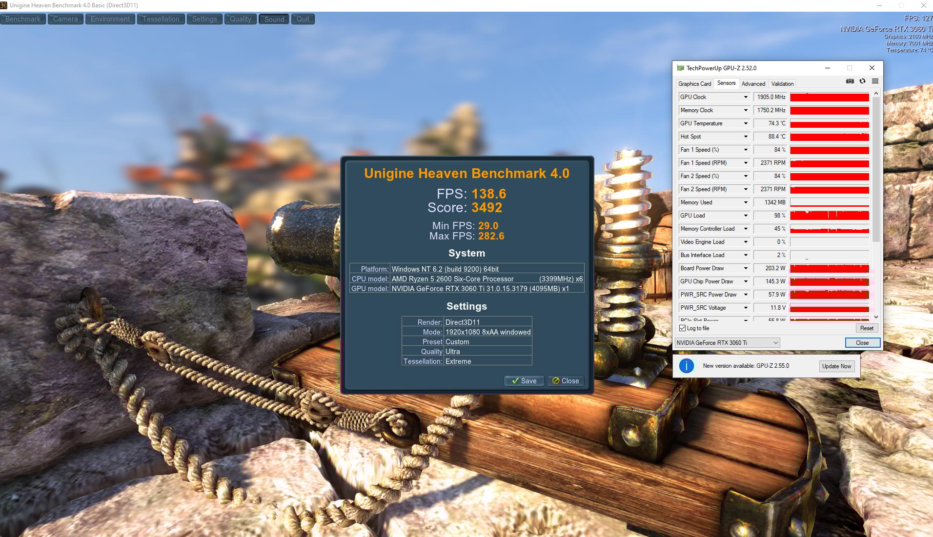 ZOTAC GAMING GeForce RTX 3060 Ti Twin Edge OC LHR 8GB GDDR6 Graphics Card, Used