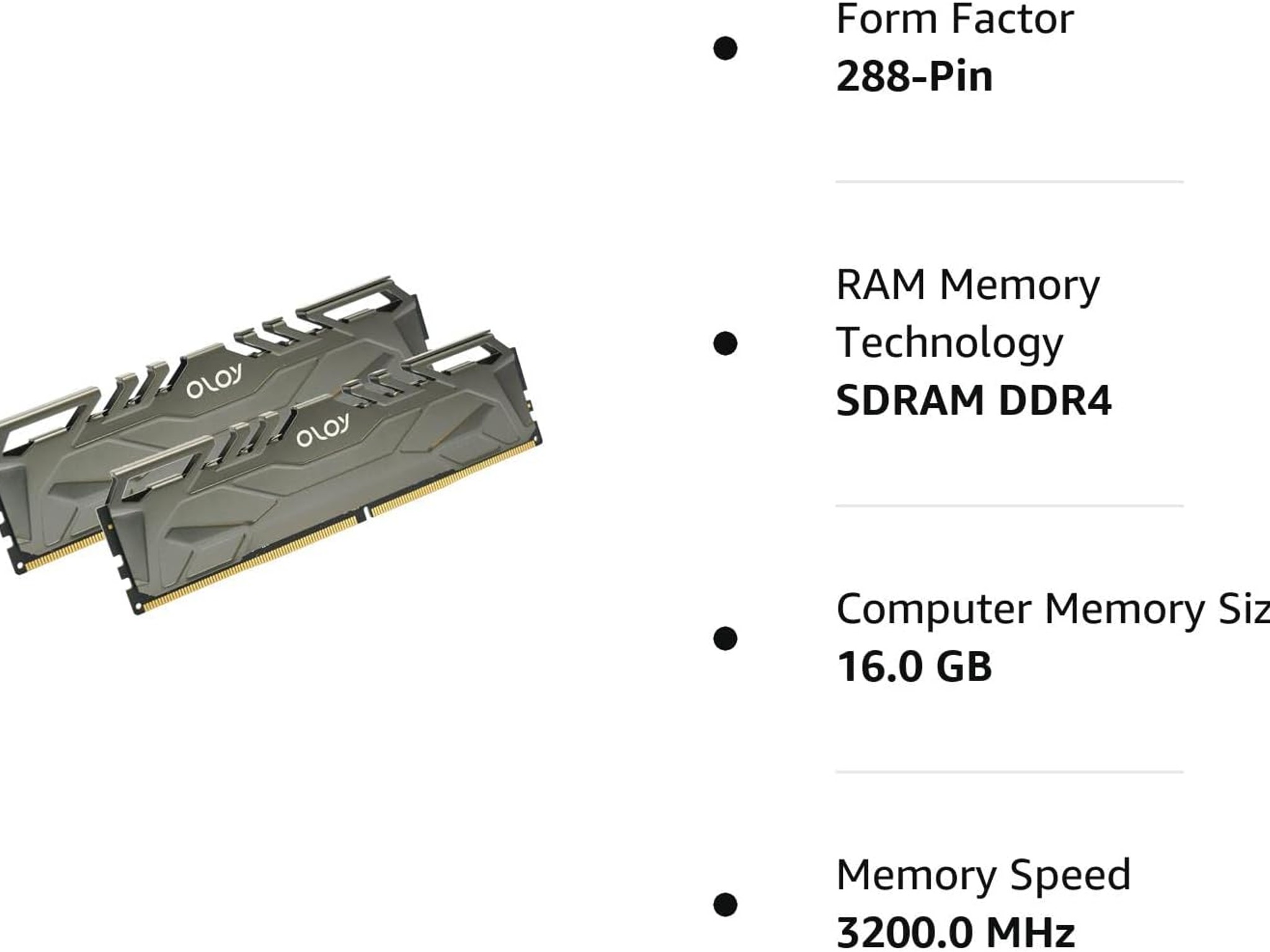 OLOy DDR4 RAM 16GB (2x8GB) 3200 MHz 1.35V 288-Pin Desktop Gaming UDIMM