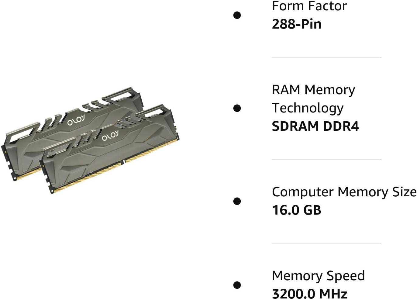 OLOy DDR4 RAM 16GB (2x8GB) 3200 MHz 1.35V 288-Pin Desktop Gaming UDIMM