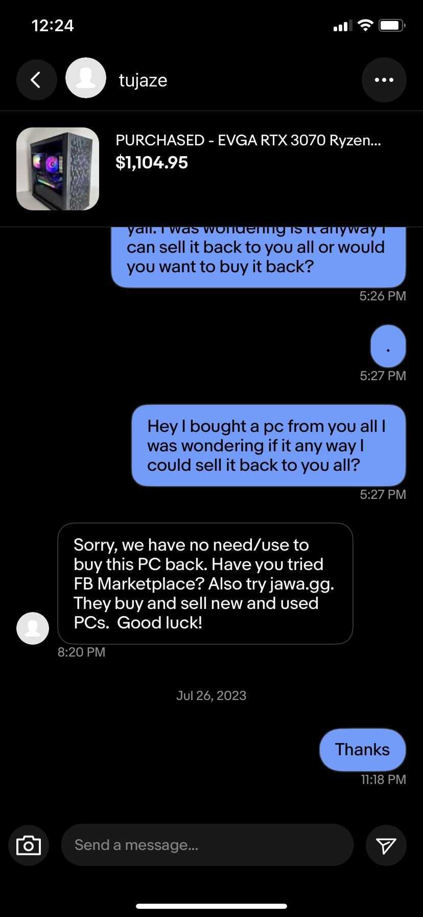 EVGA TX 3070 Ryzen 5 3600 16GB Ram 512GB M.2 Windows 10 Gaming PC