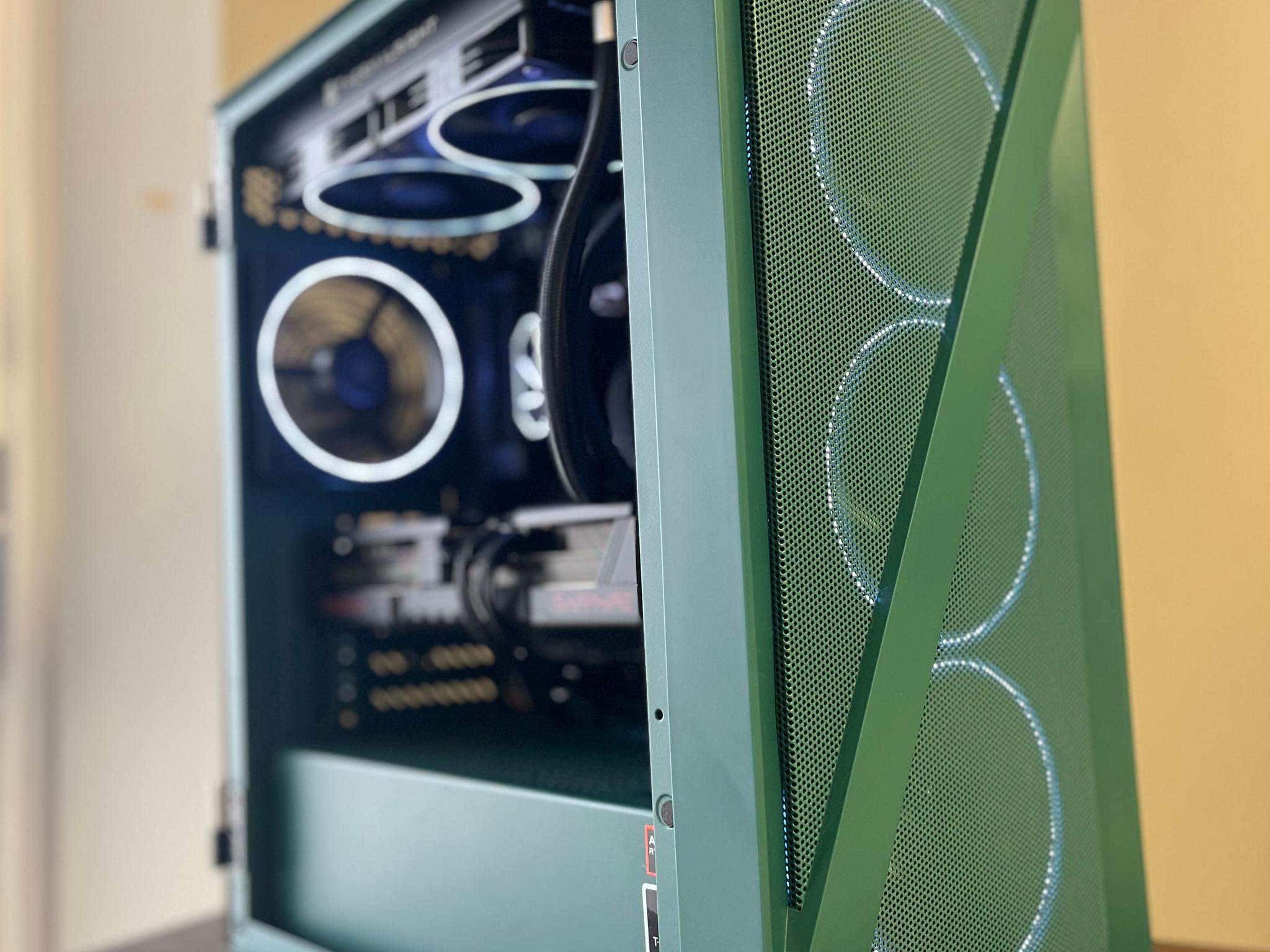 GREEN GOBLIN!!! MicroATX build with AMD Ryzen 9600X and 9070, 32GB DDR5, 2TB SSD