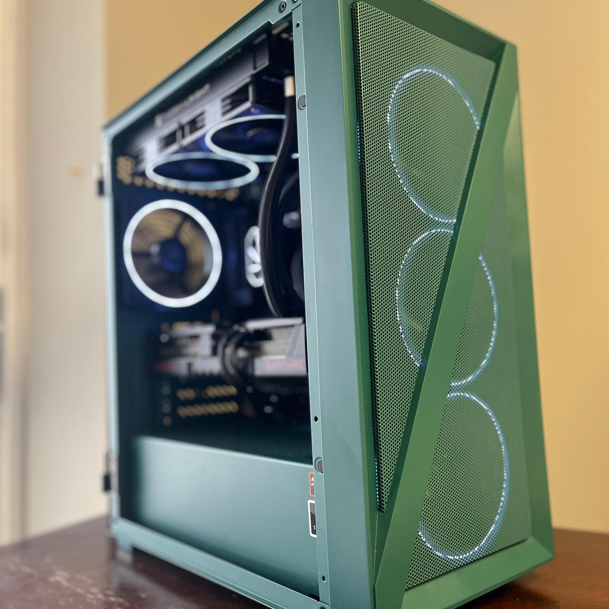 GREEN GOBLIN!!! MicroATX build with AMD Ryzen 9600X and 9070, 32GB DDR5, 2TB SSD