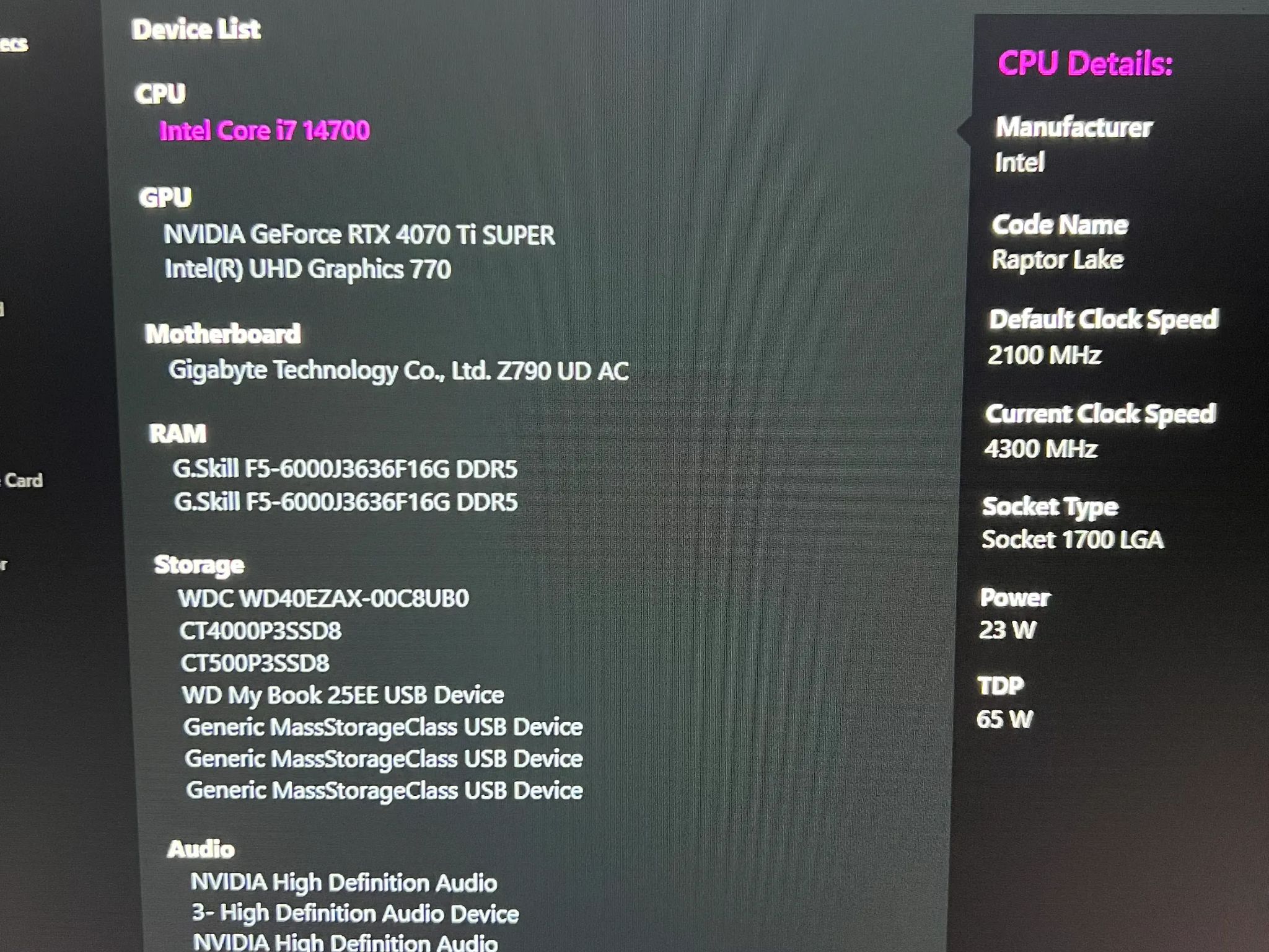 Intel i7-14700K, 4070TI Super, 32GB Ram Gaming PC