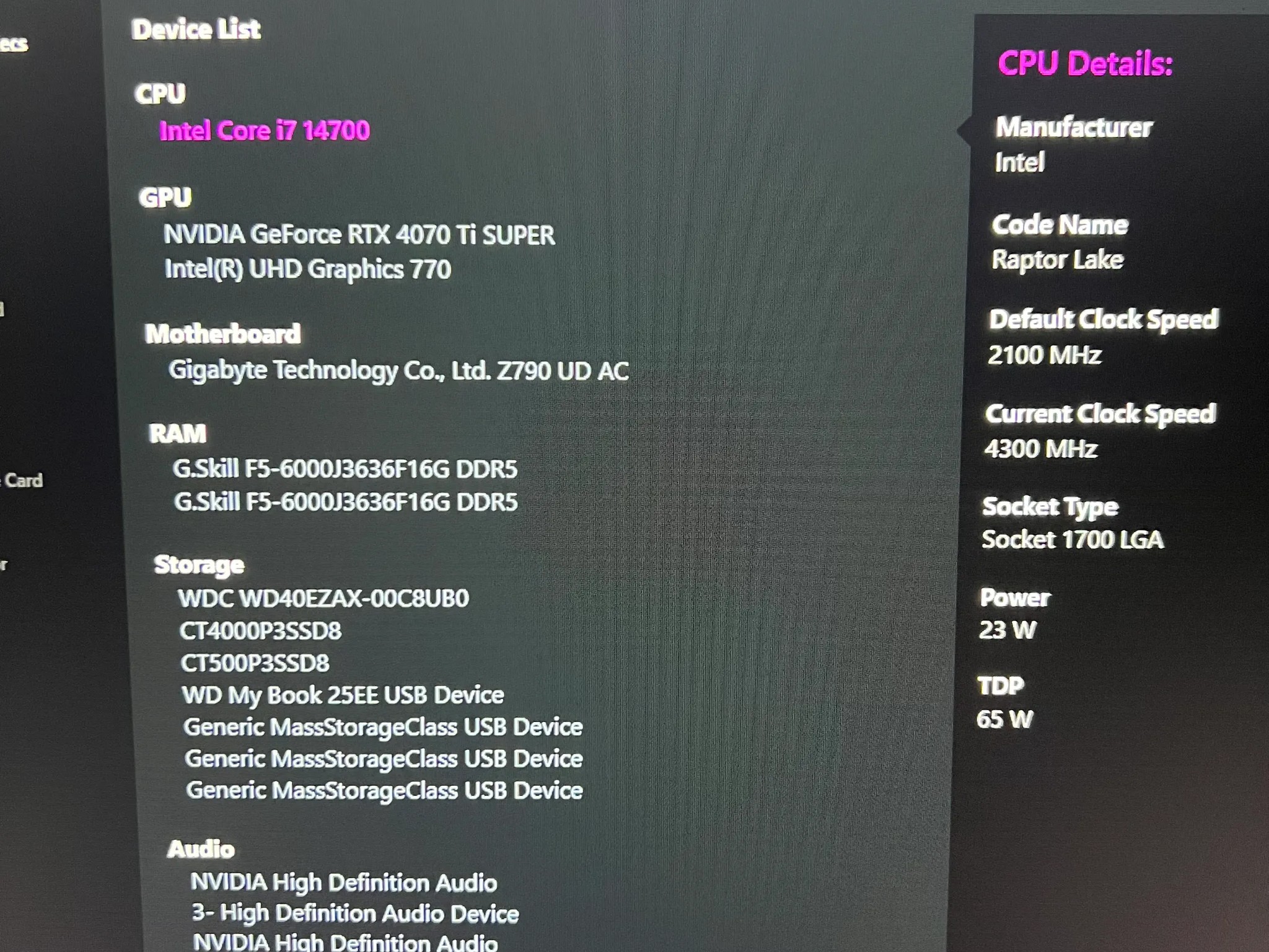 Intel i7-14700K, 4070TI Super, 32GB Ram Gaming PC