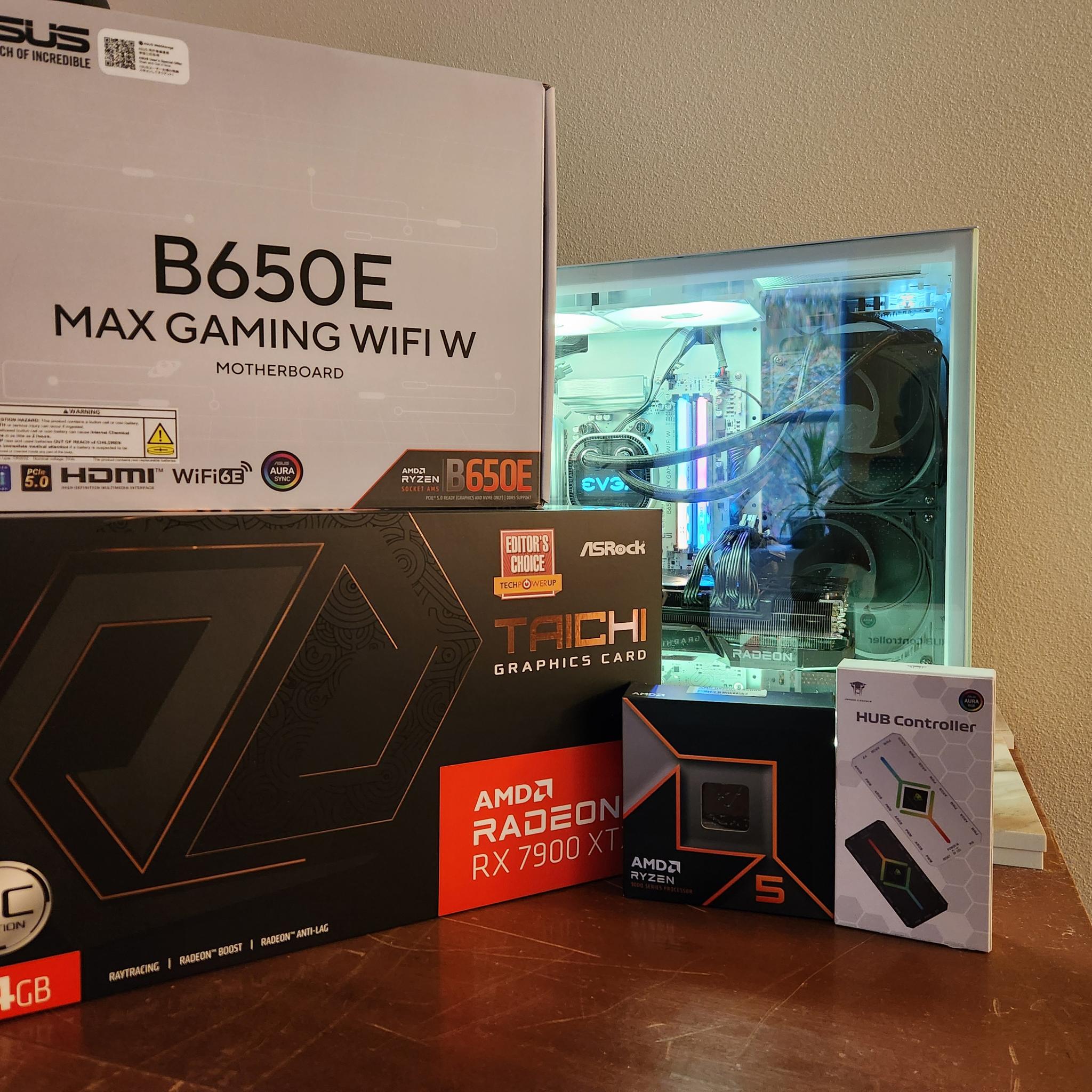 32 Gb ram, 9070 XT paired with a brand new 9600x, ASUS B650E Max Gaming wifi