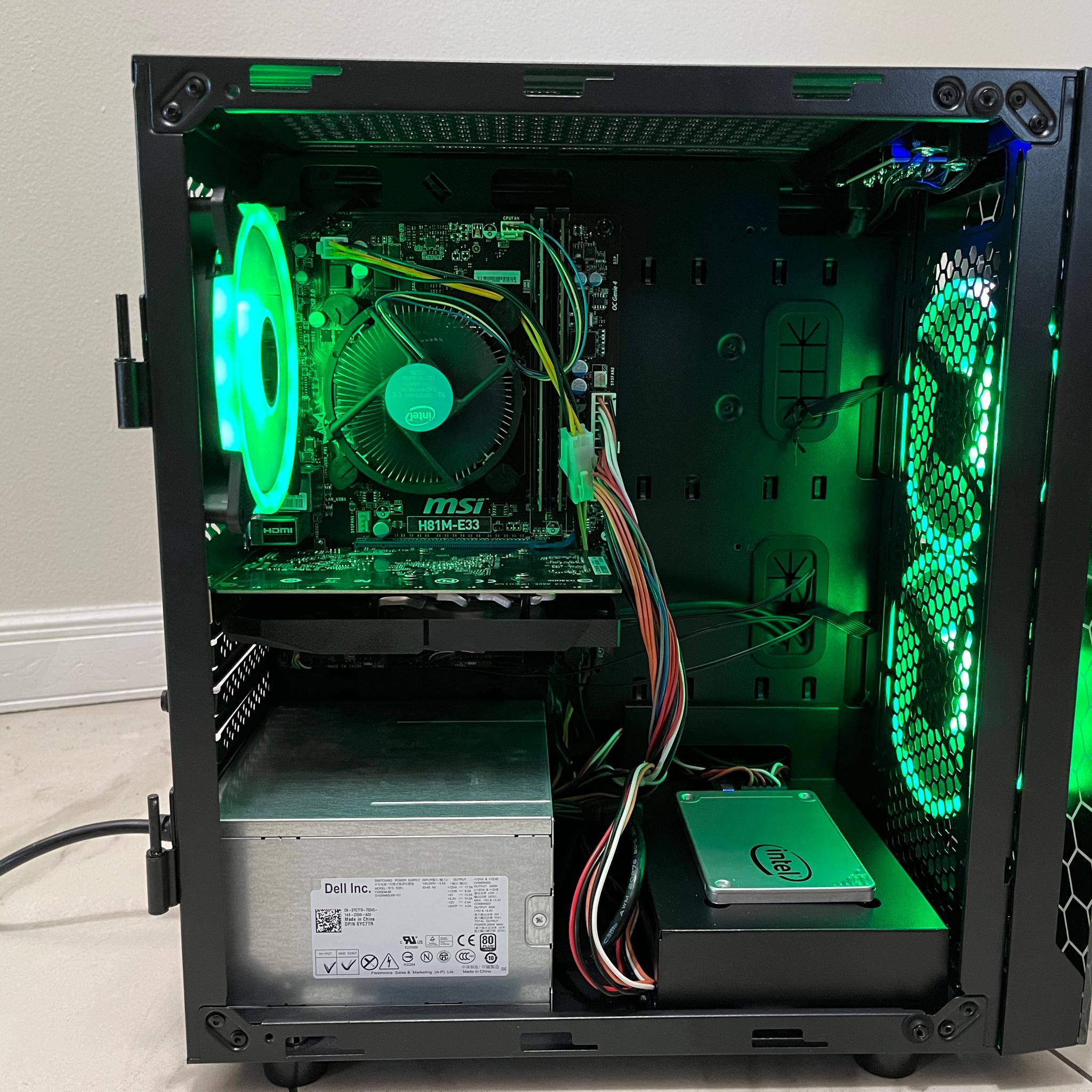 Super Budget PC - Intel i3-4160, NVIDIA GT 1030, 12GB RAM, 378GB Storage, w/ Wi-Fi, BT & RGB Remote