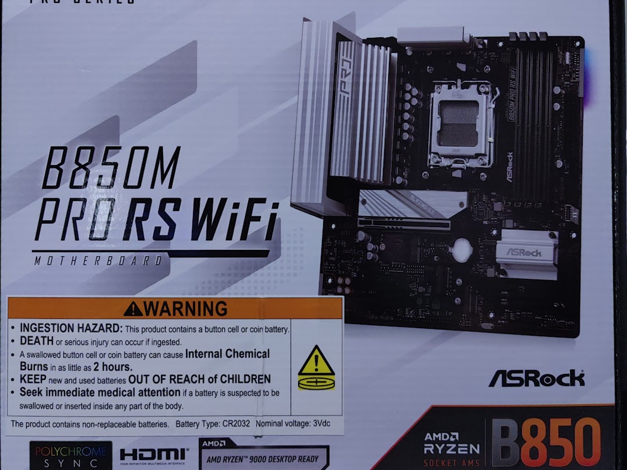 AsRock B850M Pro RS WIFI, Used (Like New)