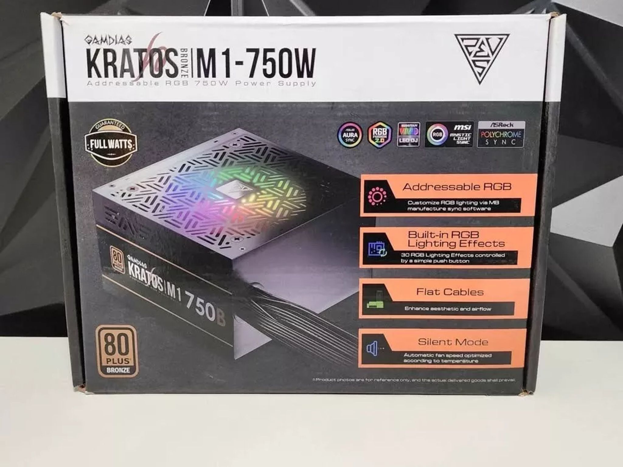 GAMDIAS RGB Gaming Power Supply 750W 80 Plus Bronze Kratos M1-750B