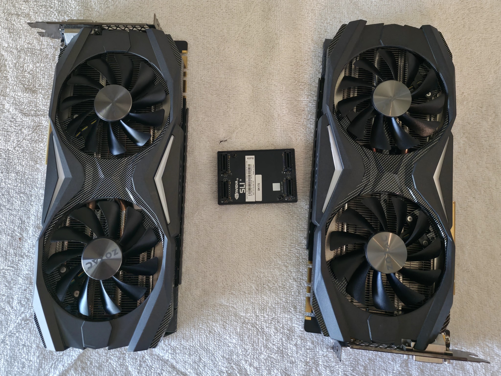 Two (2) ZOTAC GeForce GTX 1080 AMP! graphics cards with SLI bridge