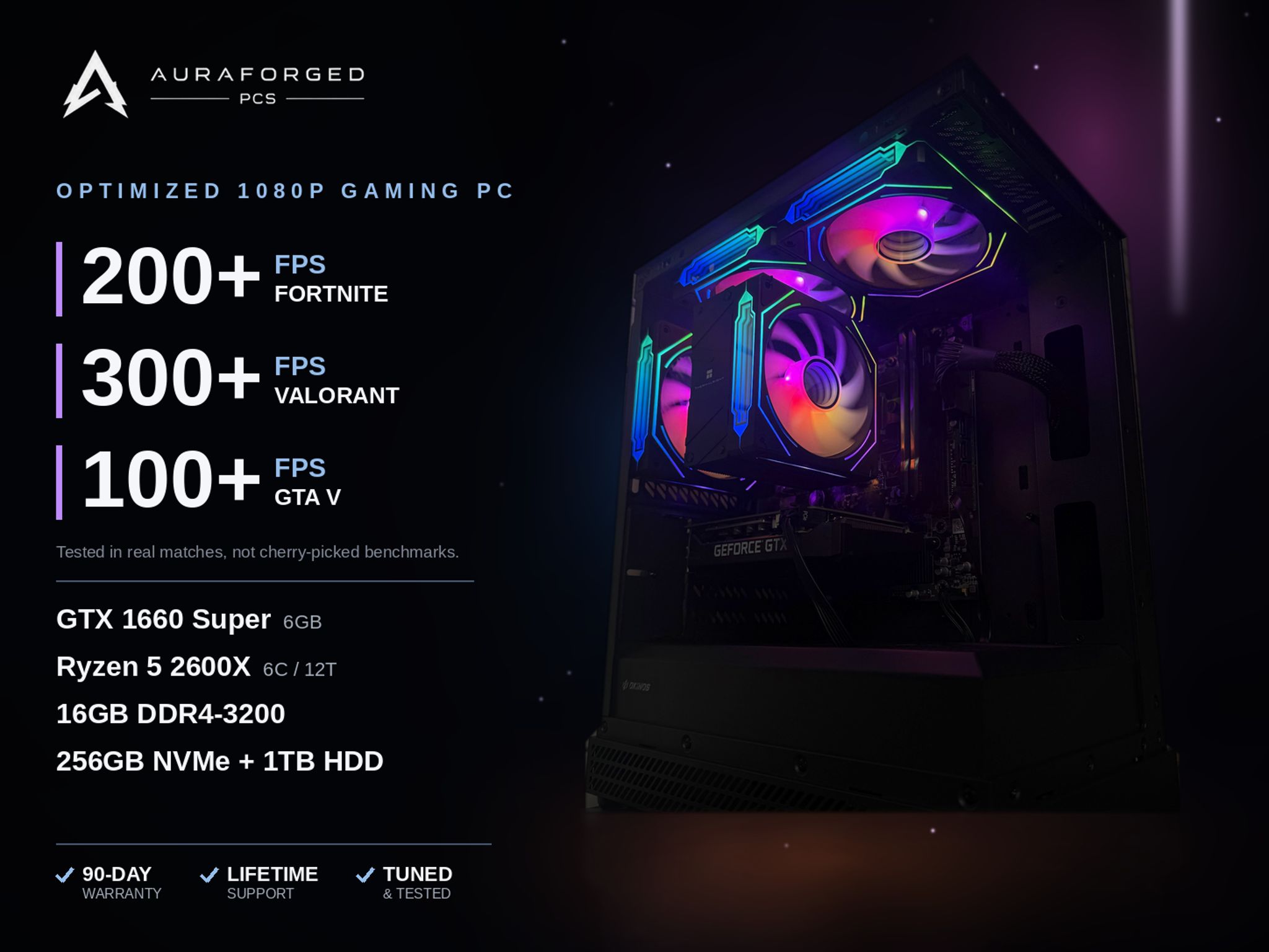 GTX 1660 Super | Ryzen 5 2600X | 16GB RAM | 1.25TB Storage — Professionally Optimized Gaming PC