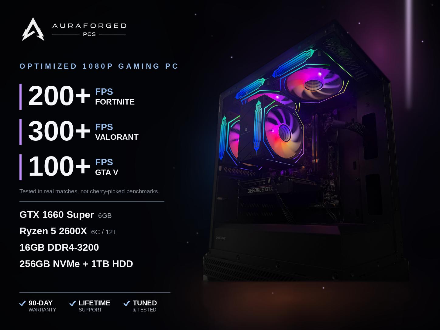 GTX 1660 Super | Ryzen 5 2600X | 16GB RAM | 1.25TB Storage — Professionally Optimized Gaming PC