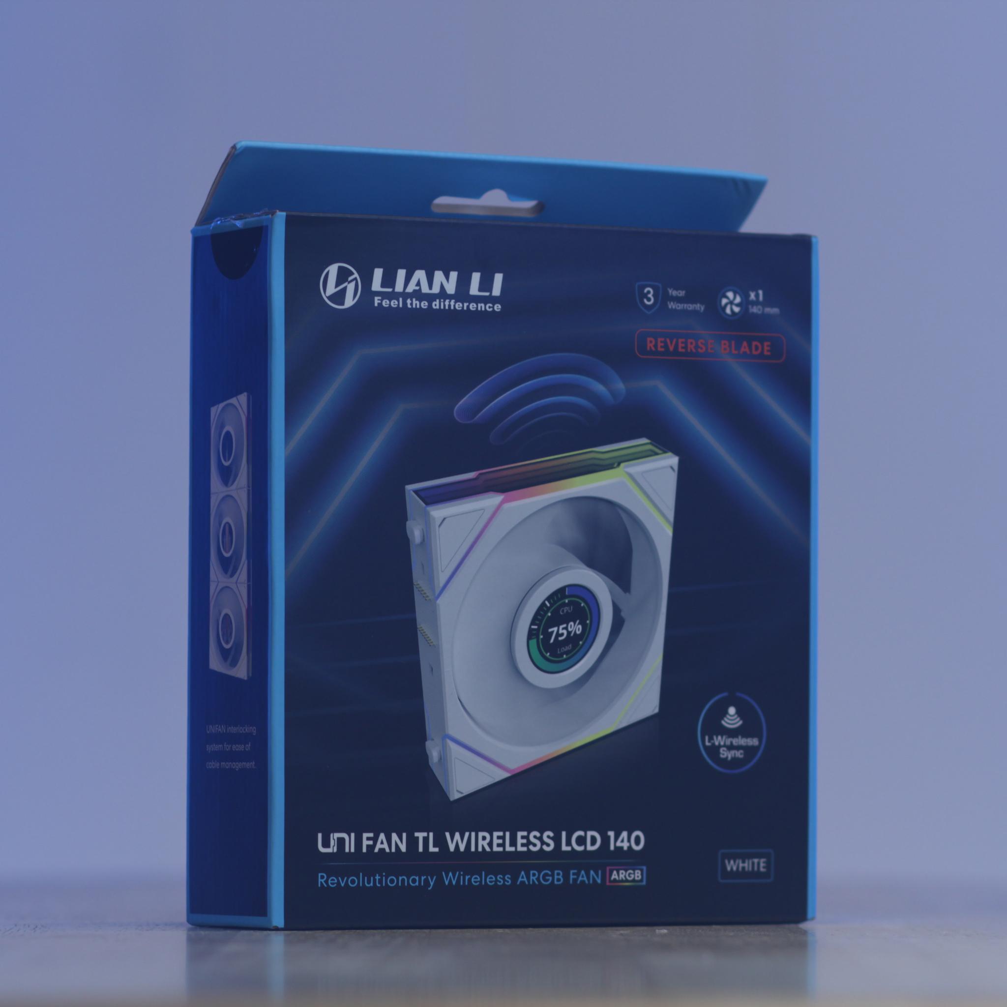 Lian Li 3-Pack UNI FAN TL Wireless LCD 140 ARGB Reverse Blade + L-Wireless Controller (White)