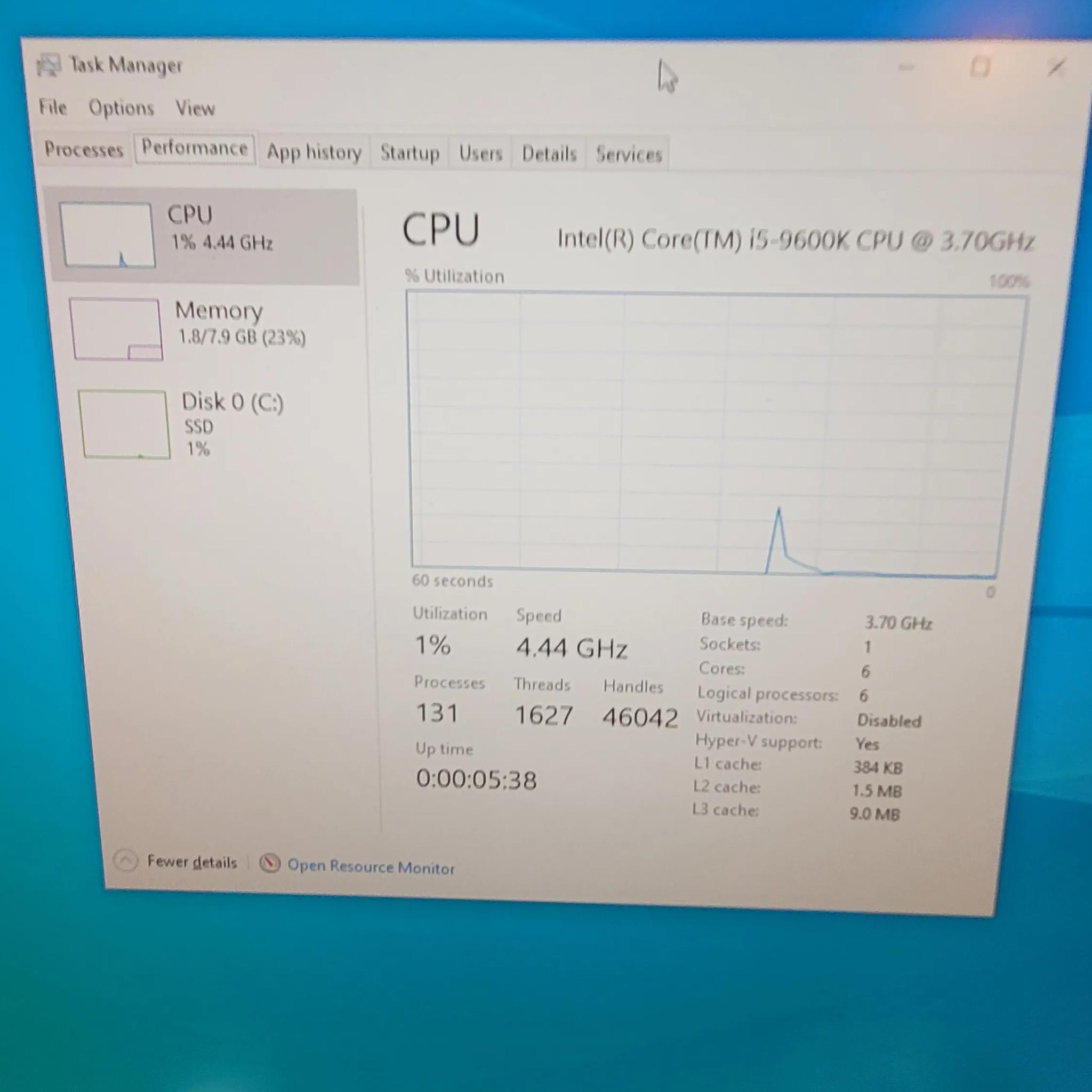 Intel i5-9600k cpu