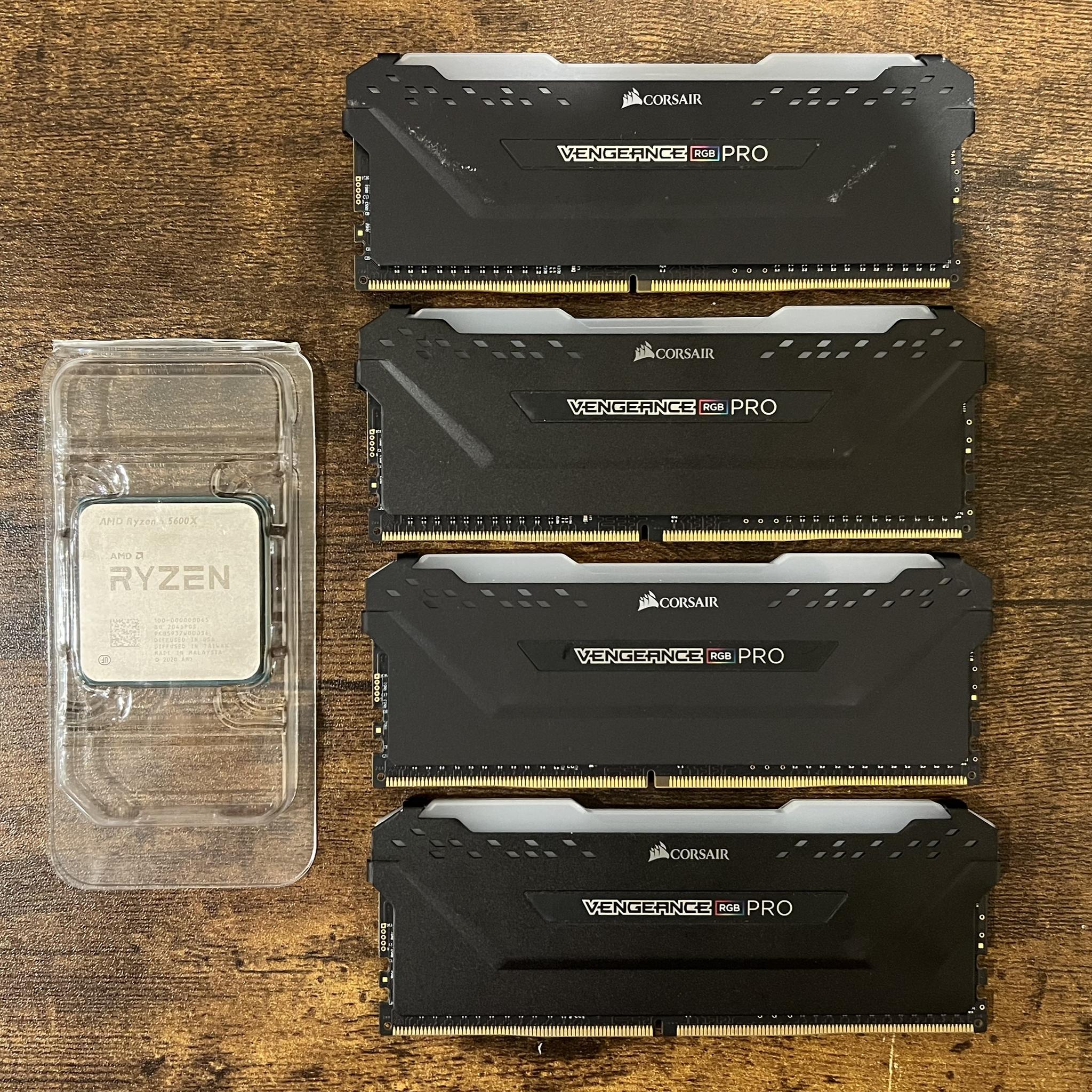 Ryzen 5 5600X CPU+32GB (4x8GB) DDR4-3200MHz CL16 Corsair Vengeance RGB PRO RAM Memory CPU RAM Combo