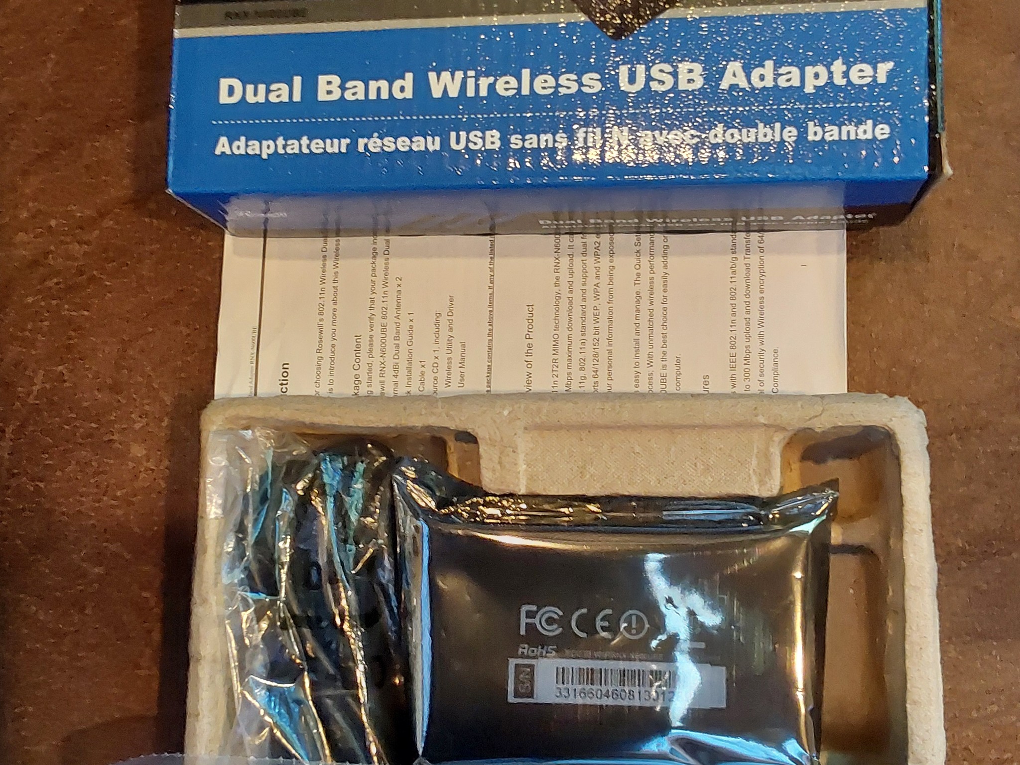 Rosewill RNX-N600UBE Dual-Band WiFi USB WIRELESS ADAPTER