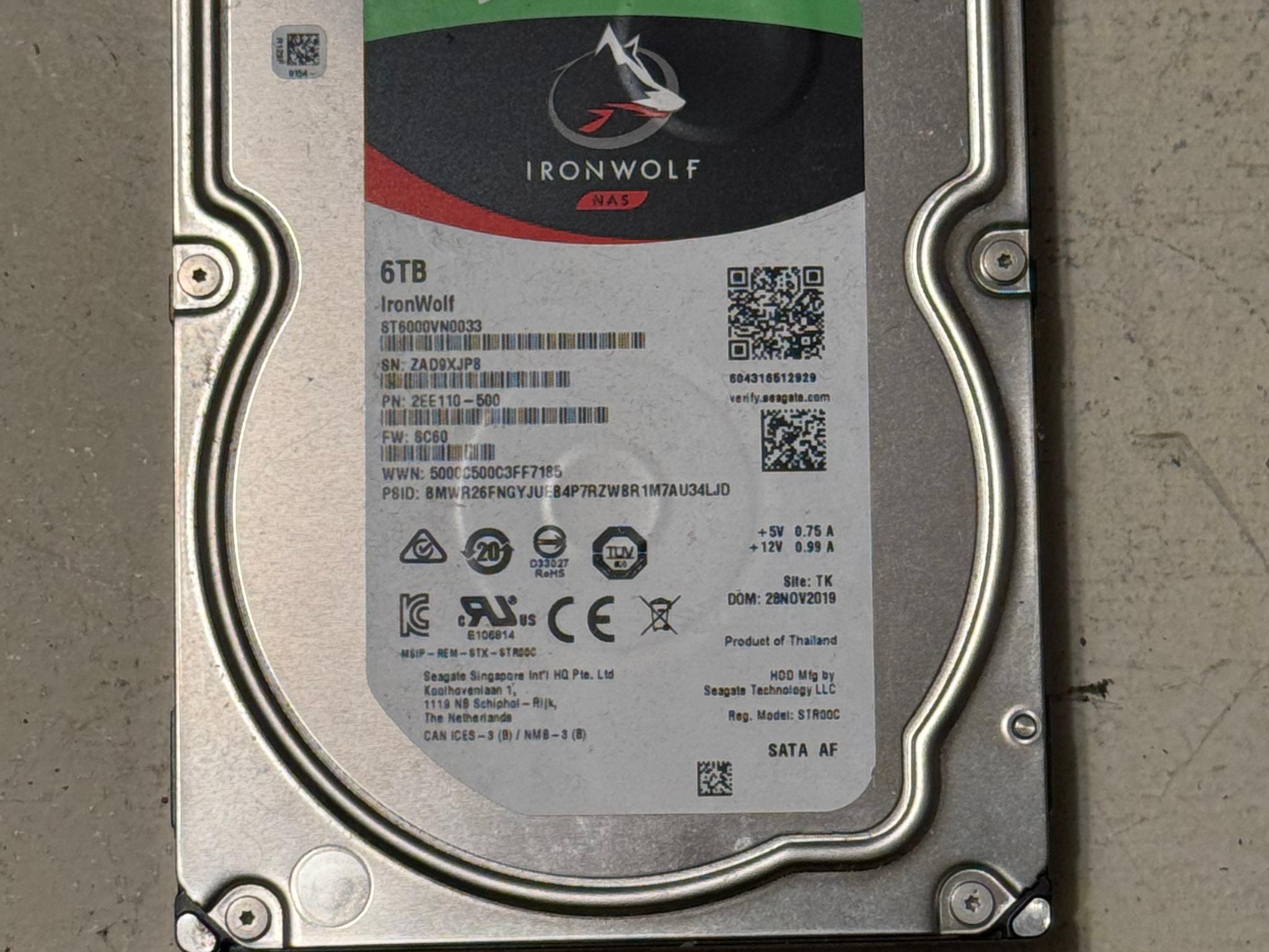 Seagate IronWolf ST6000VN0033 6TB 7200RPM 256MB Cache 3.5"Internal HardDrive