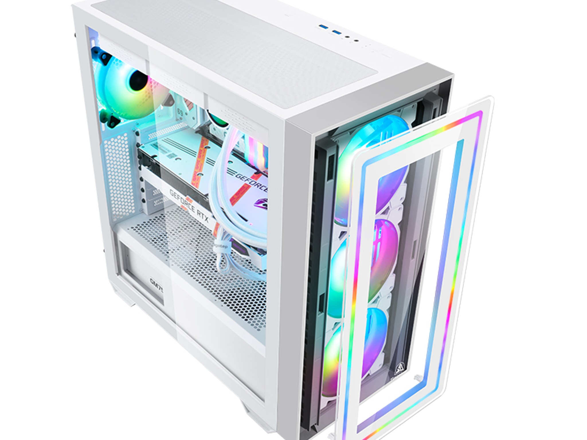 COMBO! SEGOTEP  Gank 360 RGB ATX CASE  | Panoramic Glass | ARGB Panel | FROZEN 360 cooler| 4xRGB fan