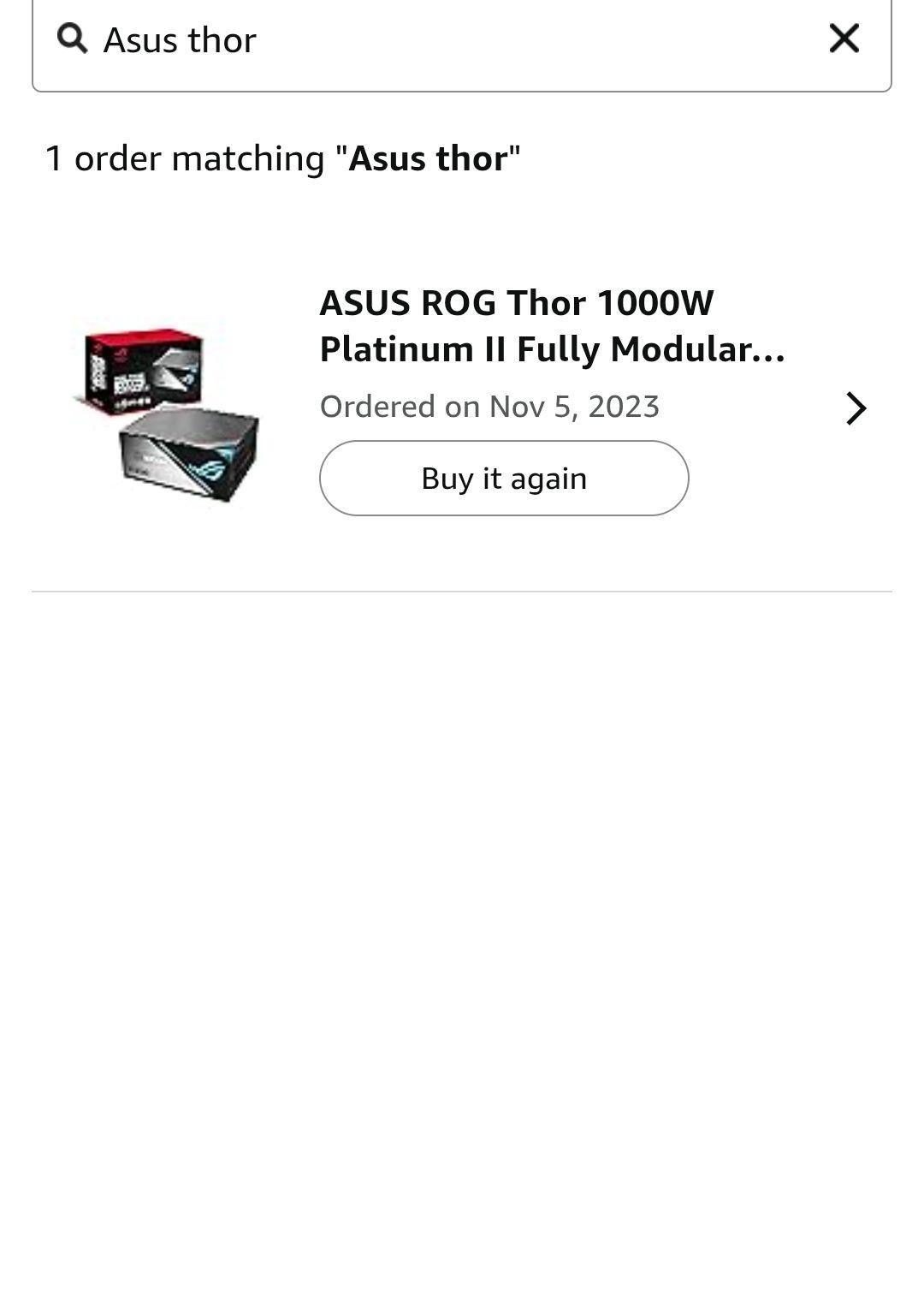 ASUS ROG Thor 1000W Platinum II Fully Modular Power Supply with 1000W, 80+ Platinum