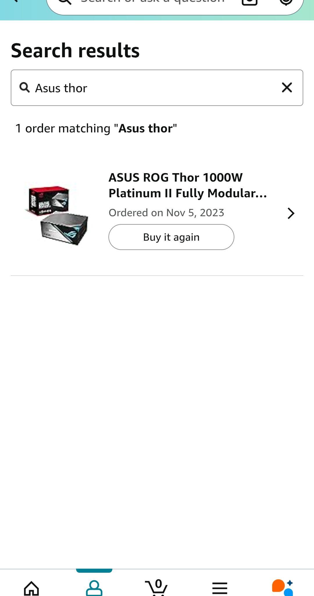 ASUS ROG Thor 1000W Platinum II Fully Modular Power Supply with 1000W, 80+ Platinum