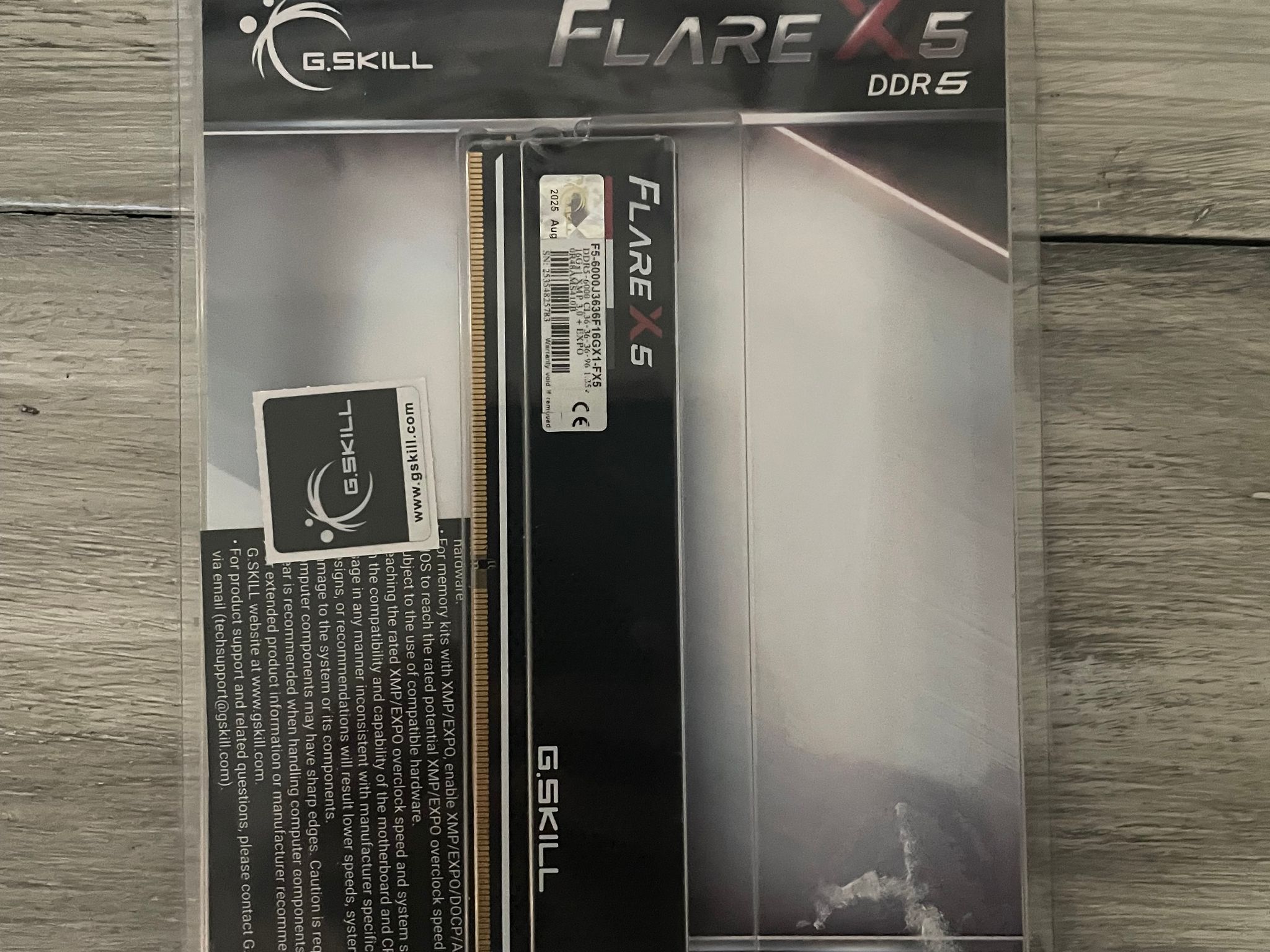 G.Skill Flare X5 16GB (1 x 16GB) 6000MT/s CL36 DDR5