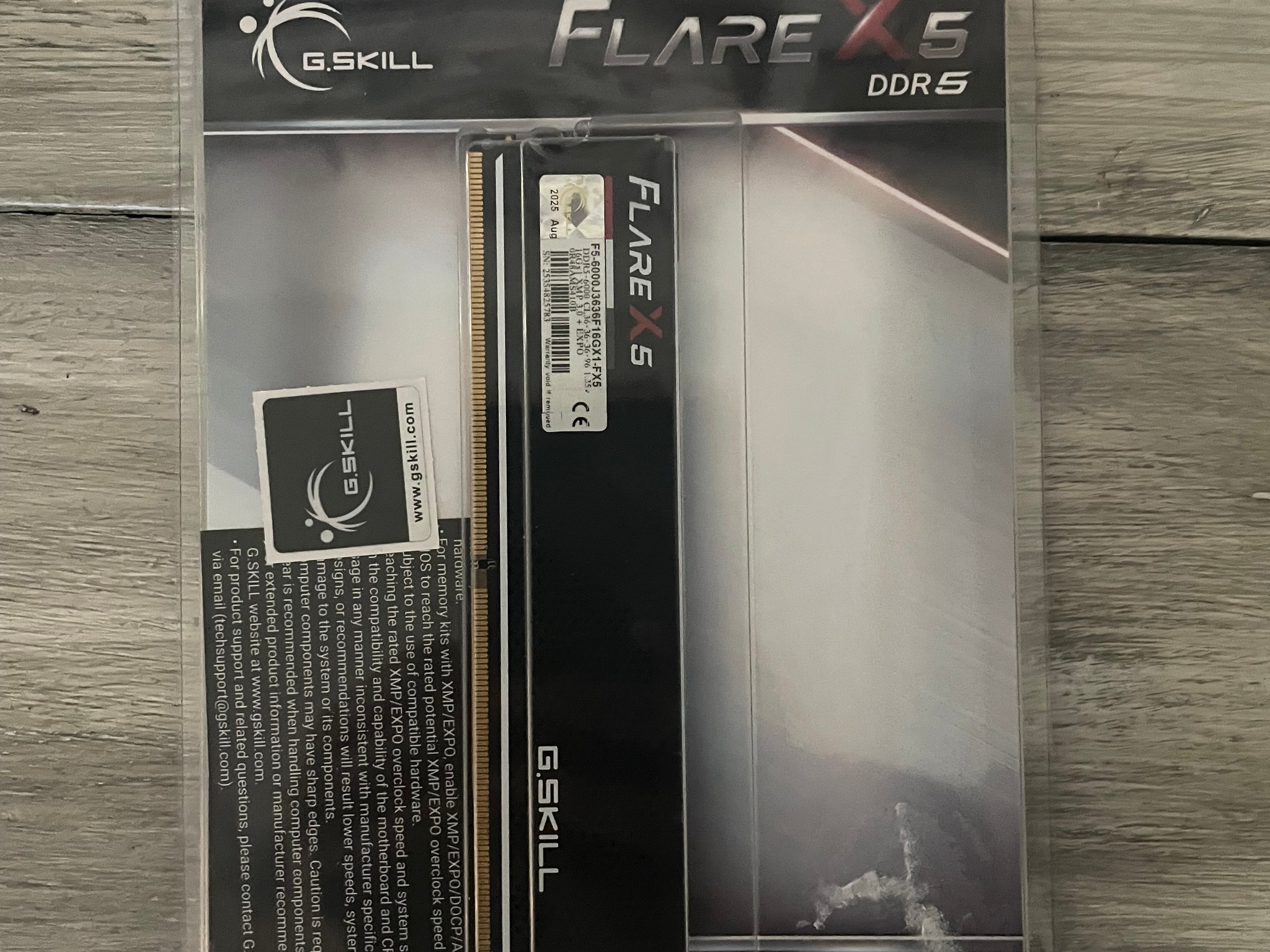 G.Skill Flare X5 16GB (1 x 16GB) 6000MT/s CL36 DDR5