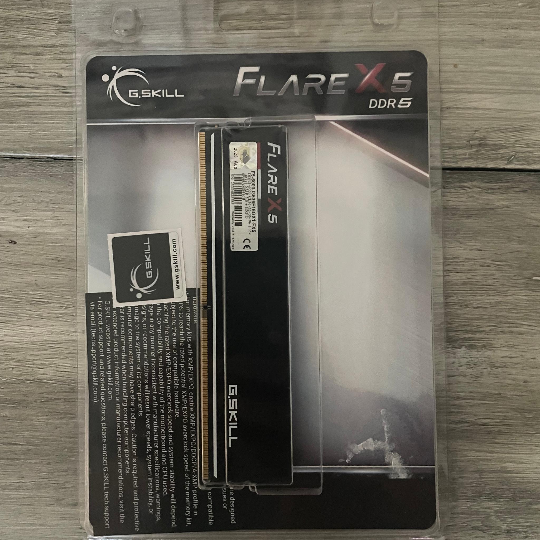 G.Skill Flare X5 16GB (1 x 16GB) 6000MT/s CL36 DDR5