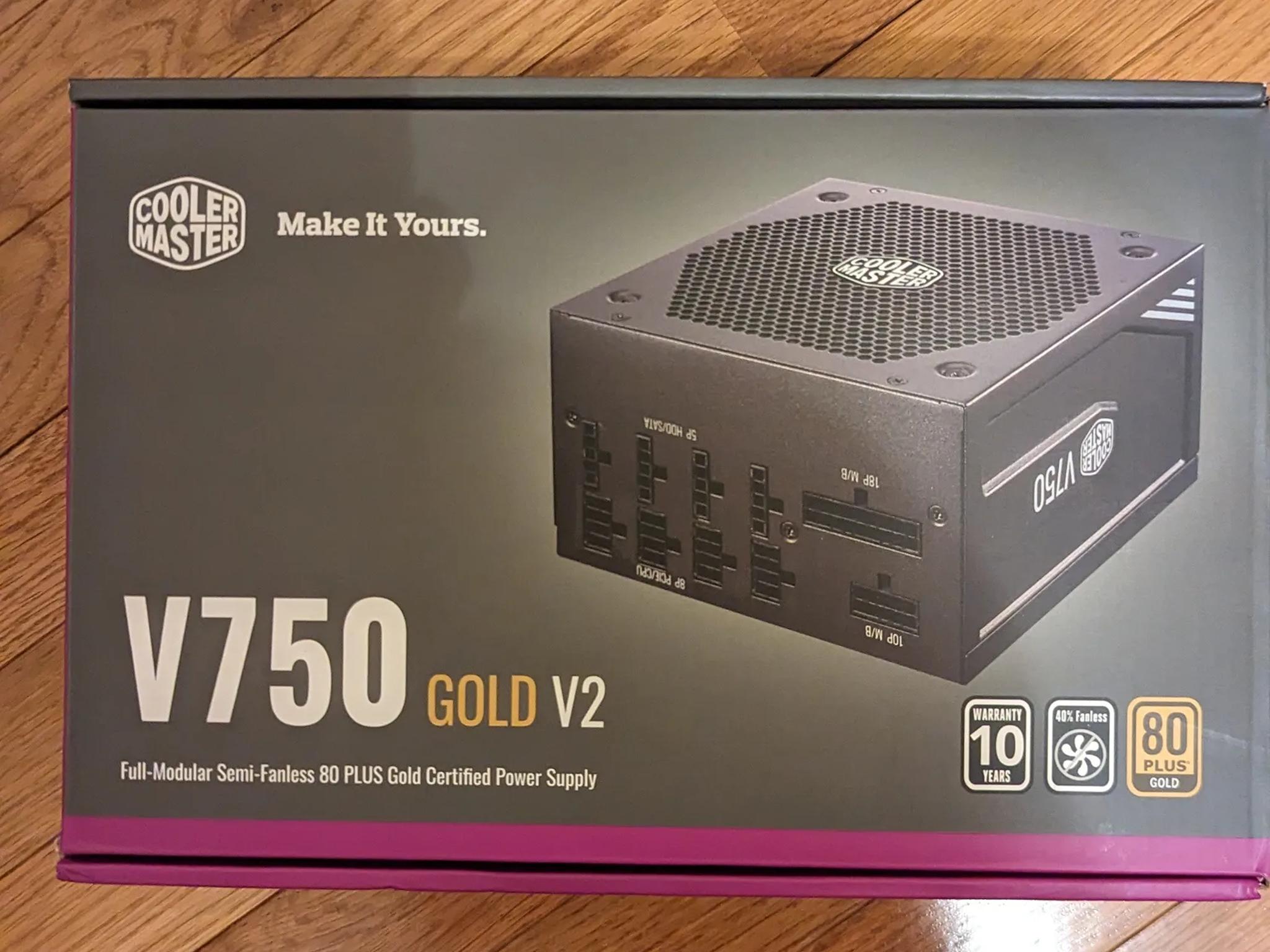 Cooler Master V750 Gold V2 Full Modular,750W, 80+ Gold Efficiency, Semi-fanless