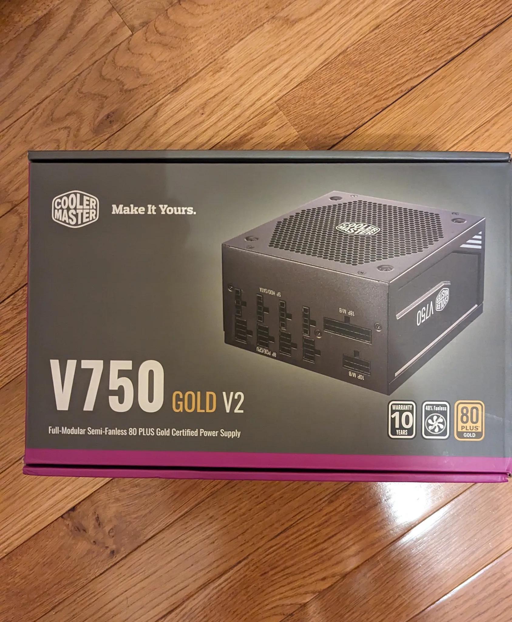 Cooler Master V750 Gold V2 Full Modular,750W, 80+ Gold Efficiency, Semi-fanless