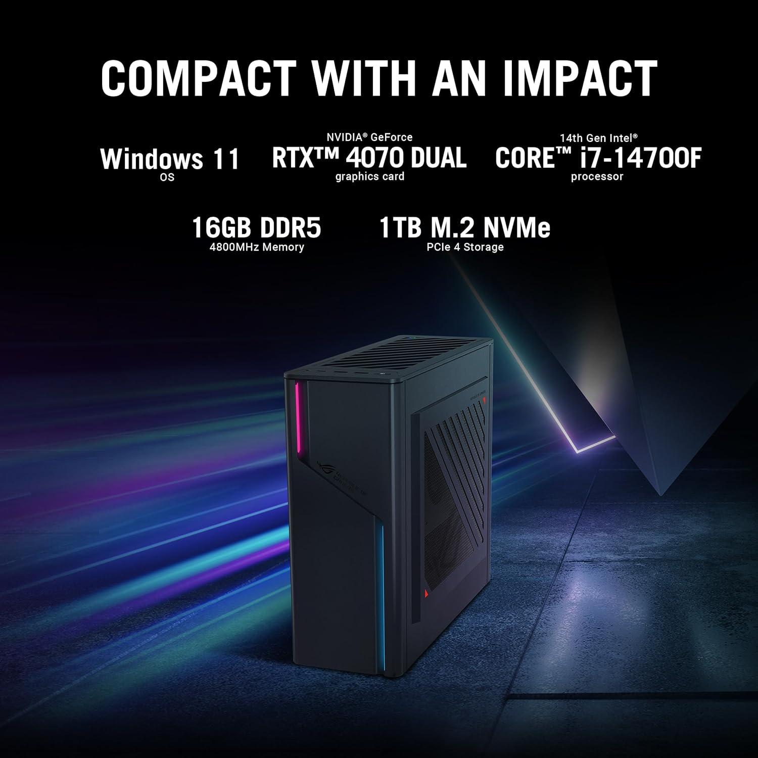 2024 ROG G22CH DS774 Gaming Desktop PC, i7-14700F, RTX 4070, 1TB SSD, 16GB DDR5, Windows 11