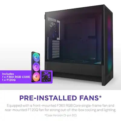 NZXT - H5 Flow RGB 2024 Compact ATX Mid-Tower Airflow PC Case - Black
