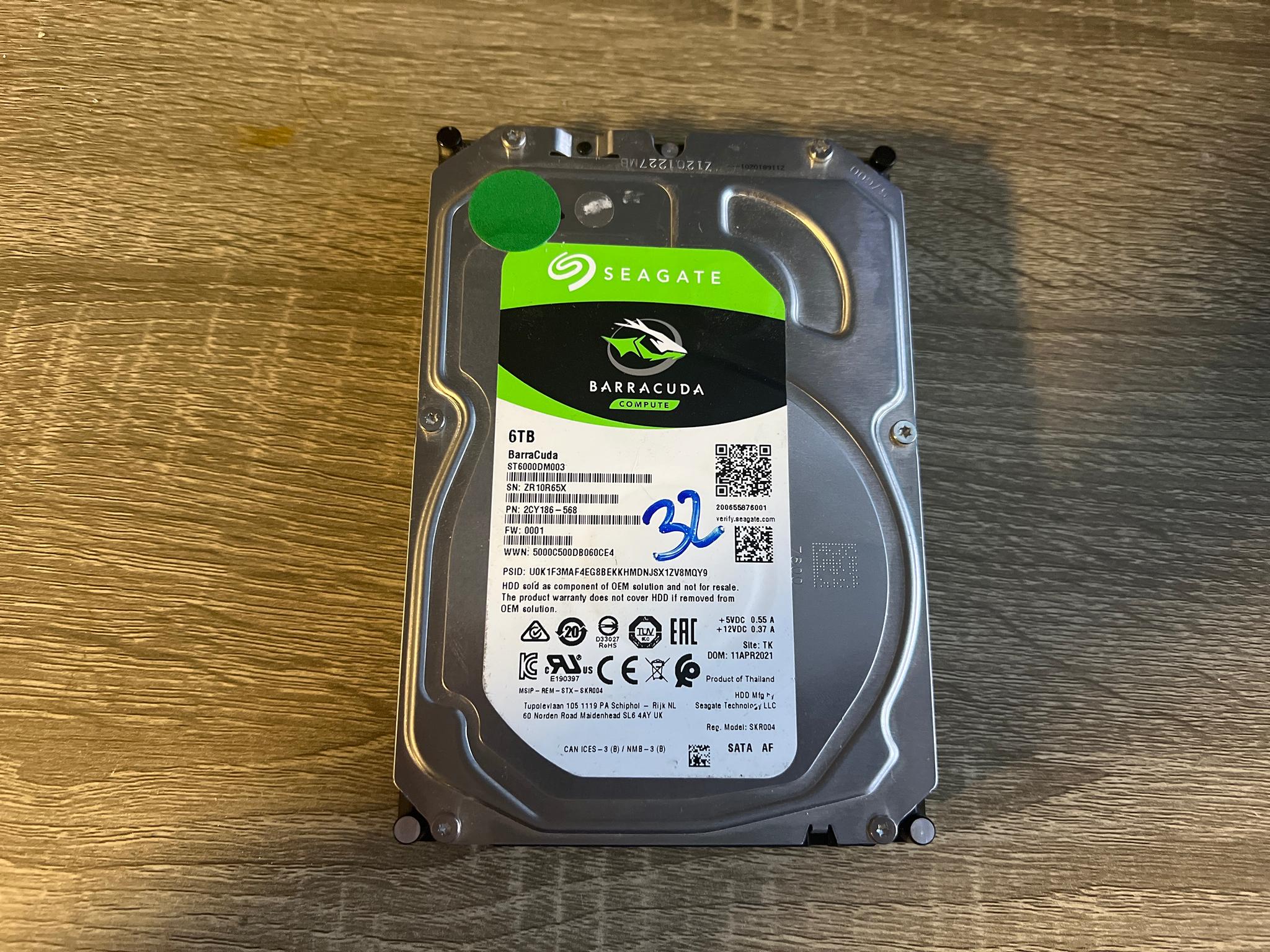 Seagate Barracuda 6TB 3.5” HDD