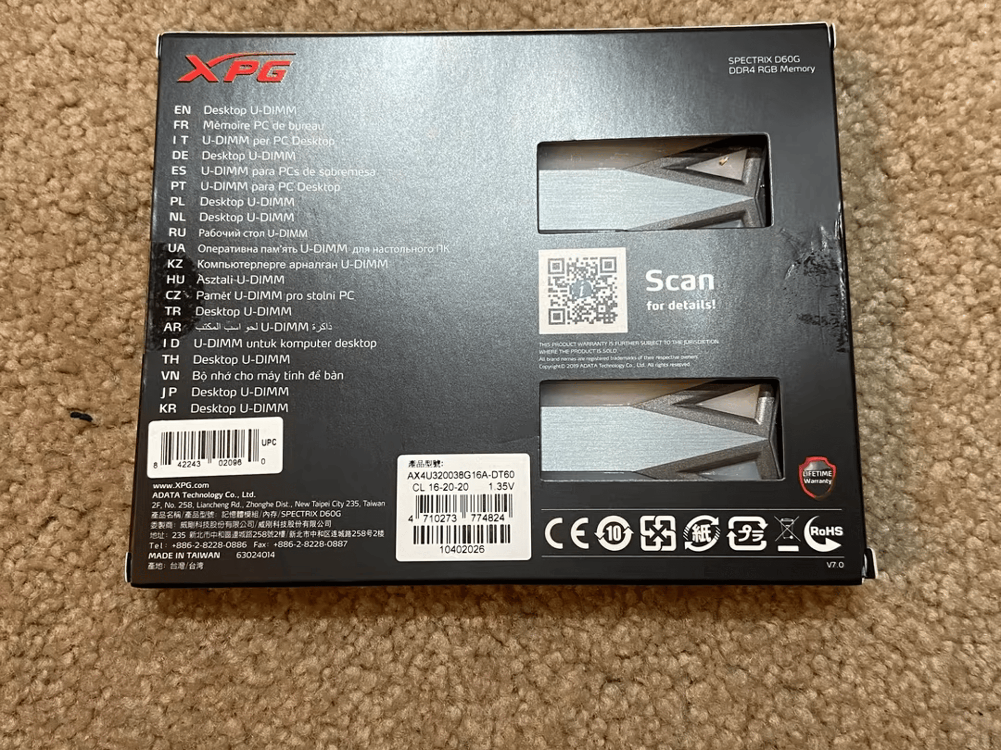 XPG Spectrix D60G 3200MHz RAM (8 GB x 2) RGB Aura Sync 