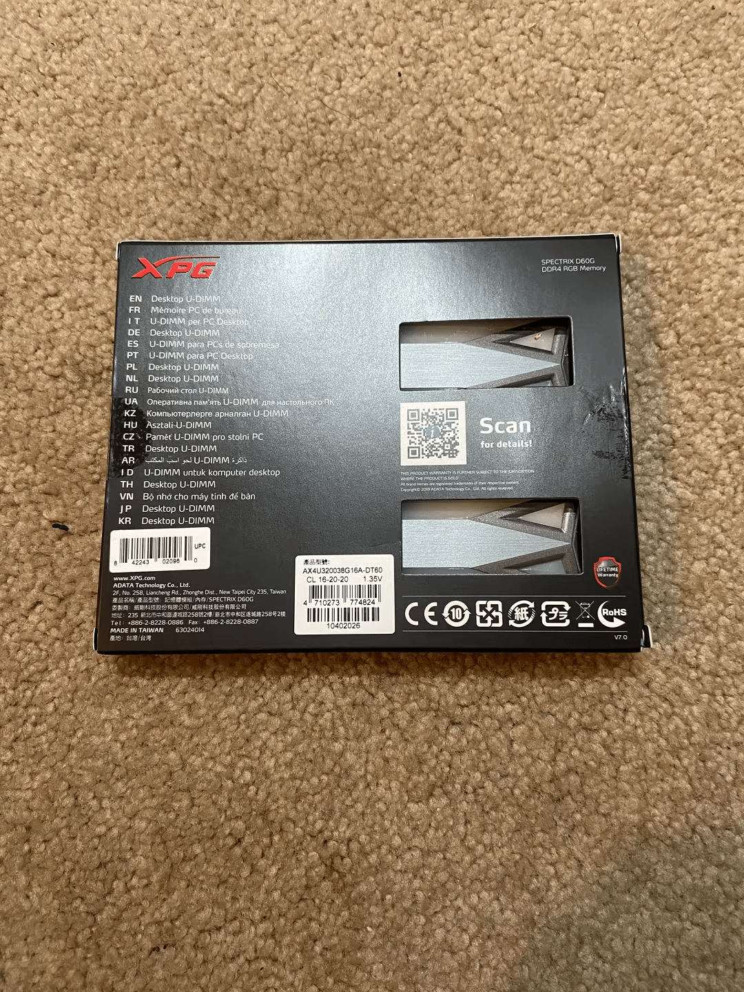 XPG Spectrix D60G 3200MHz RAM (8 GB x 2) RGB Aura Sync 