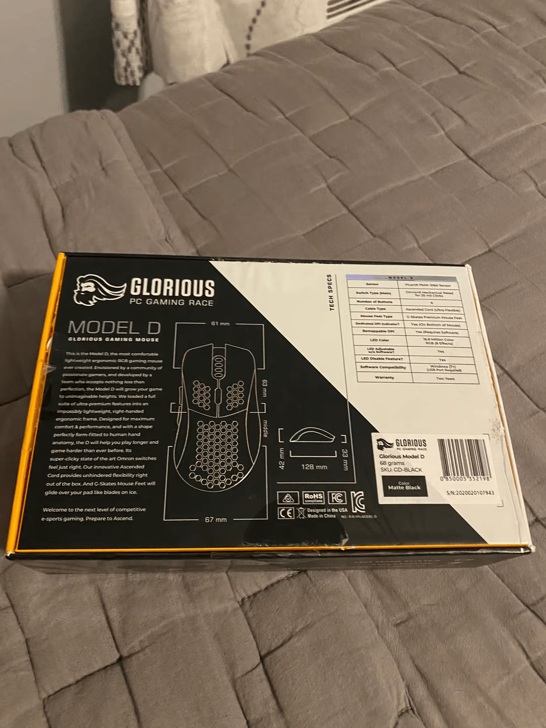 Glorious Model D Wired Mouse w/ Original Contents and Stickers