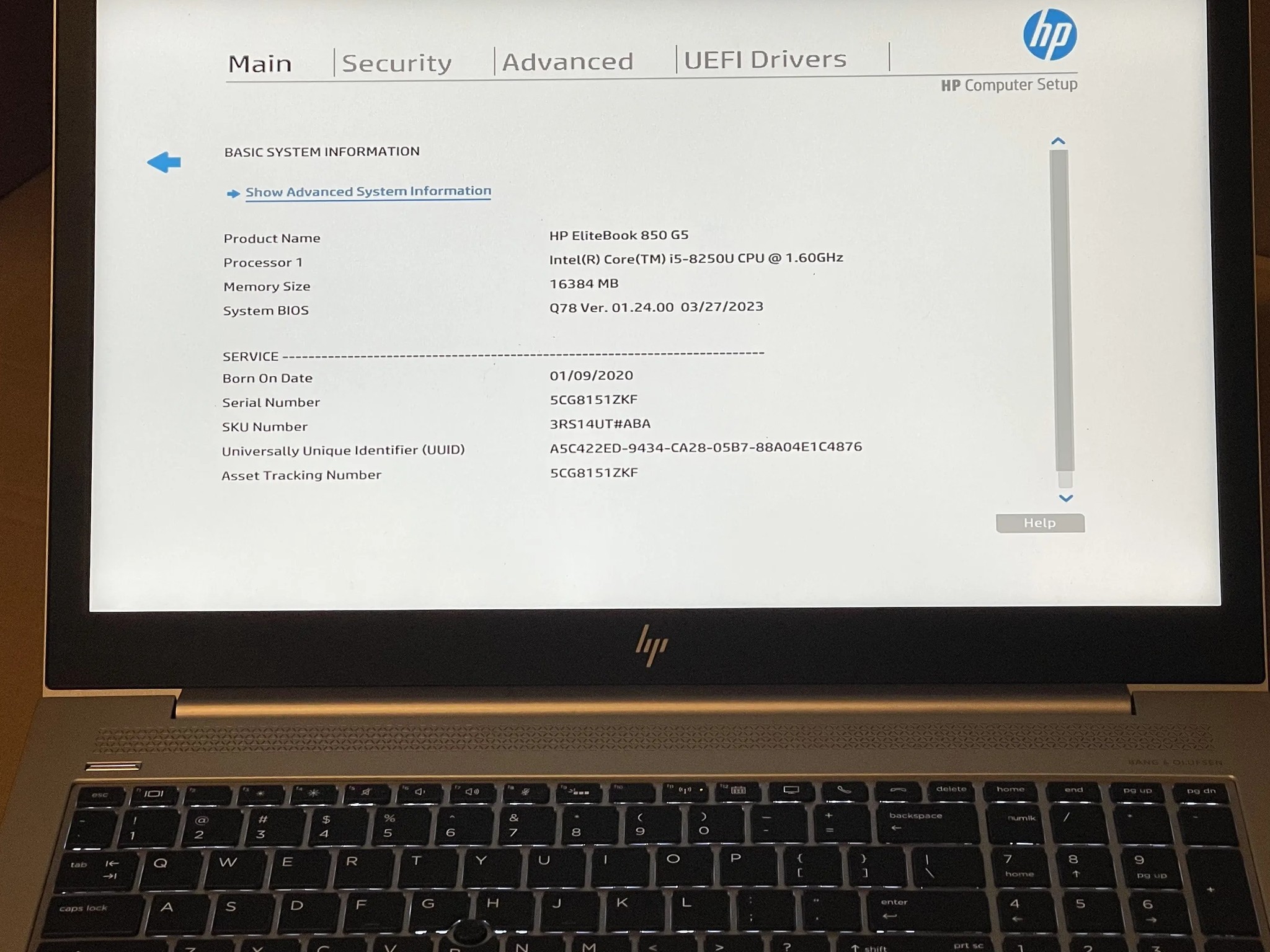 HP EliteBook 850 G5, Used, 15", i7-8250U, 16GB, 256GB