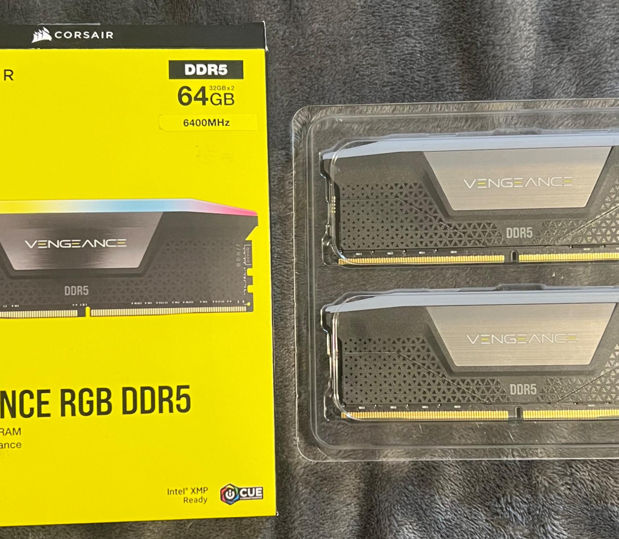 Corsair Vengeance RGB DDR5 64GB (2x32GB) CL32-40-40-84 1.40V 6400MT/s Intel XMP ICUE Compatible