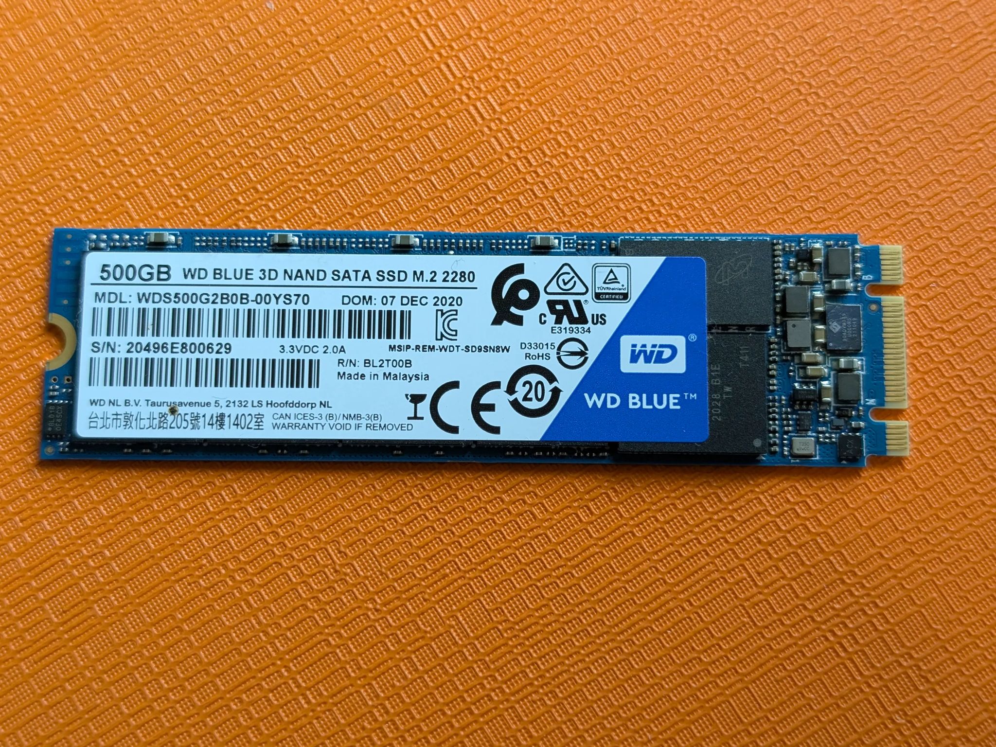 500GB WD Blue 3D NAND Internal PC SSD - SATA III 6 Gb/s, M.2 2280