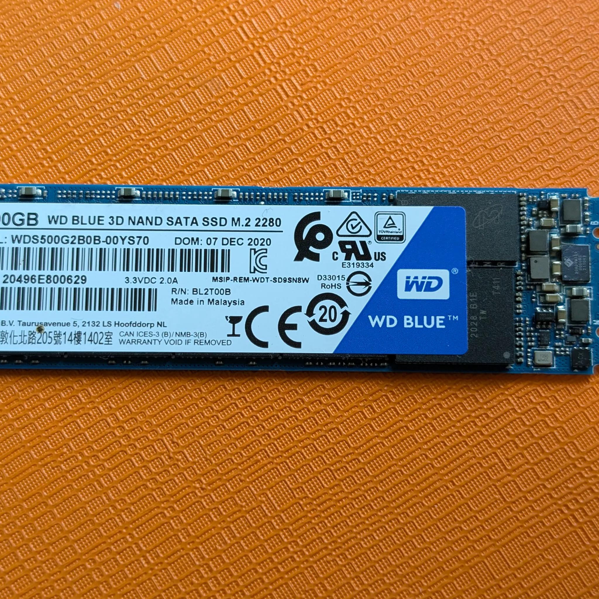 500GB WD Blue 3D NAND Internal PC SSD - SATA III 6 Gb/s, M.2 2280