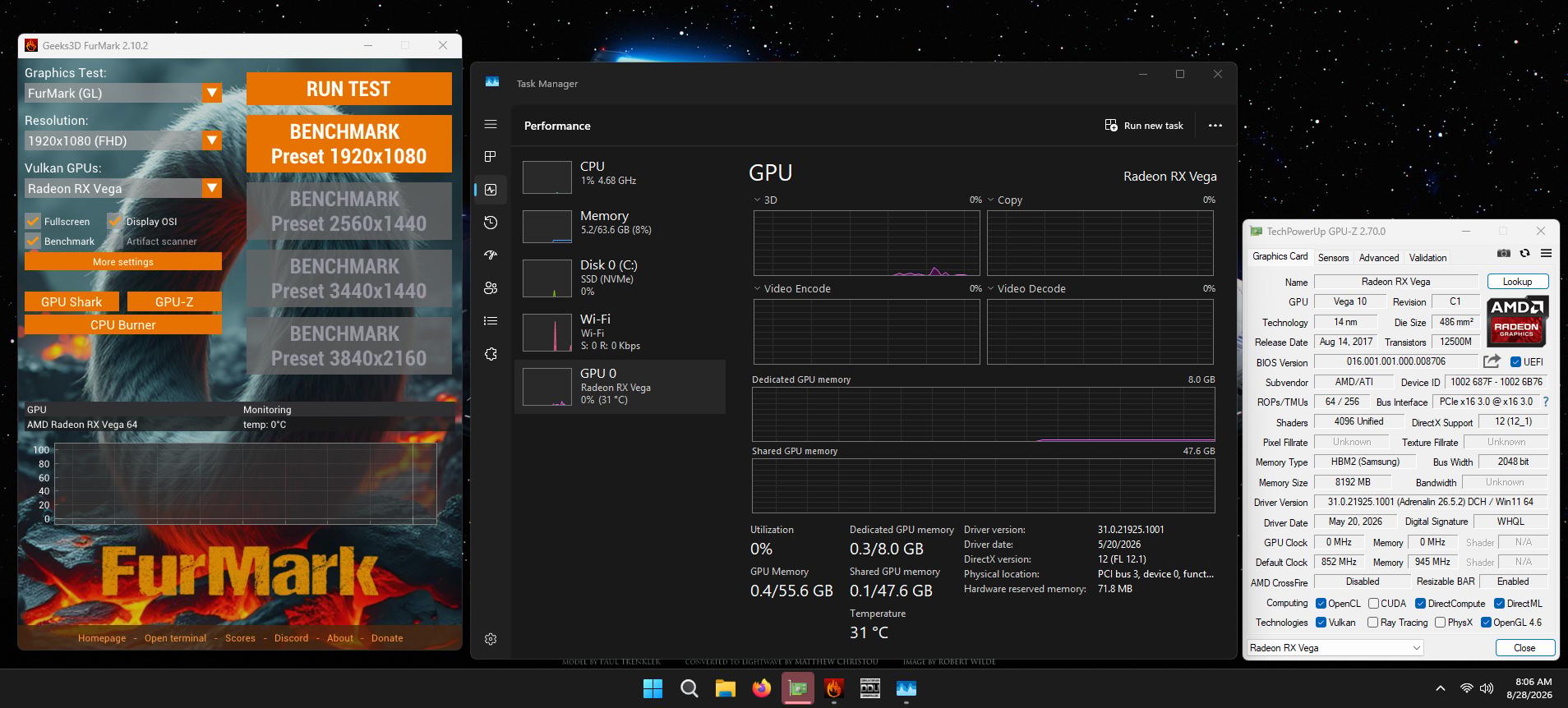 AMD Vega 64 Reference 8GB HBM2 2048-bit