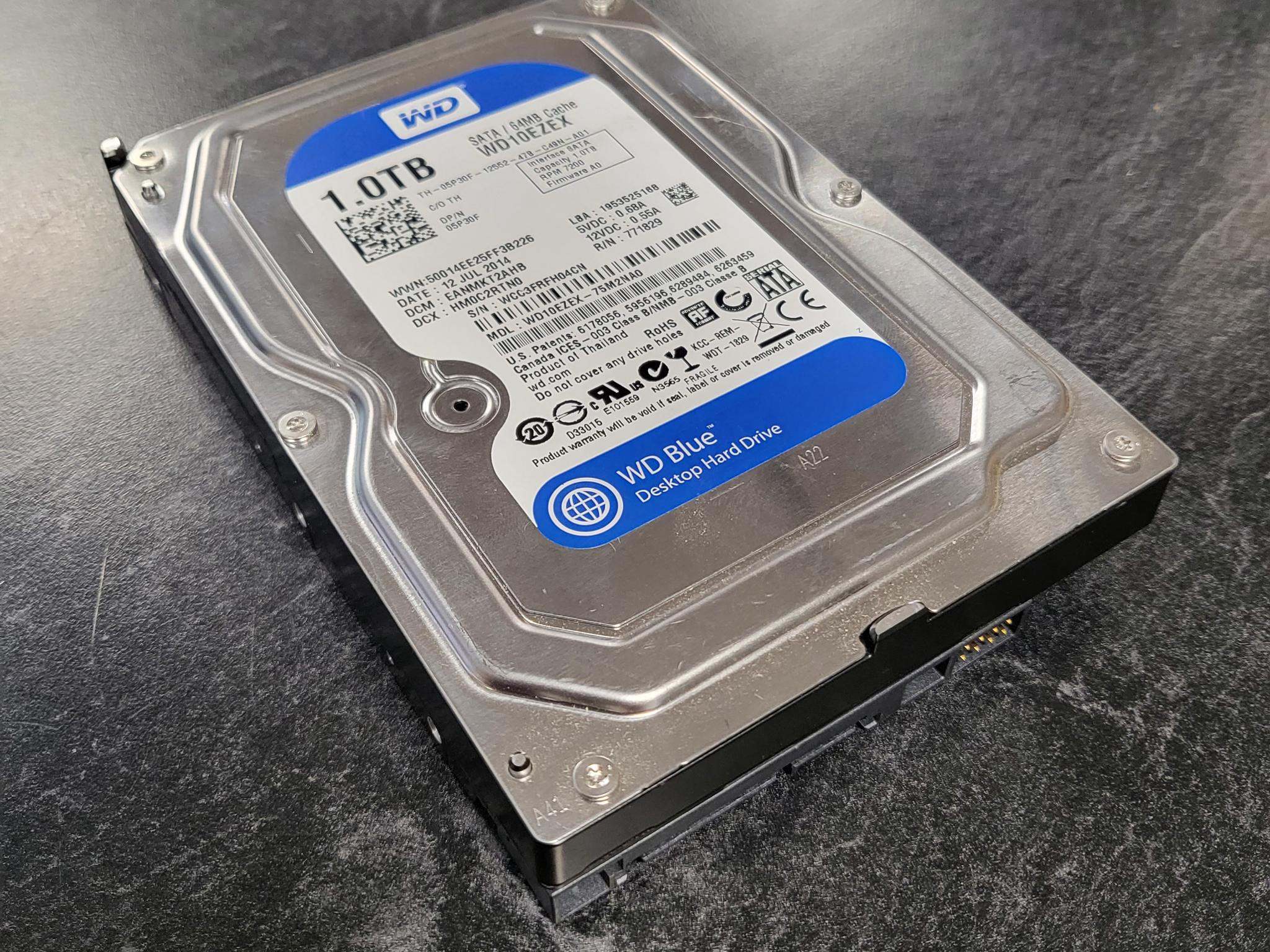 1 TB Western Digital Blue (7200RPM, 3.5", SATA III, 64MB Cache) Internal HDD w/ under 2k hours