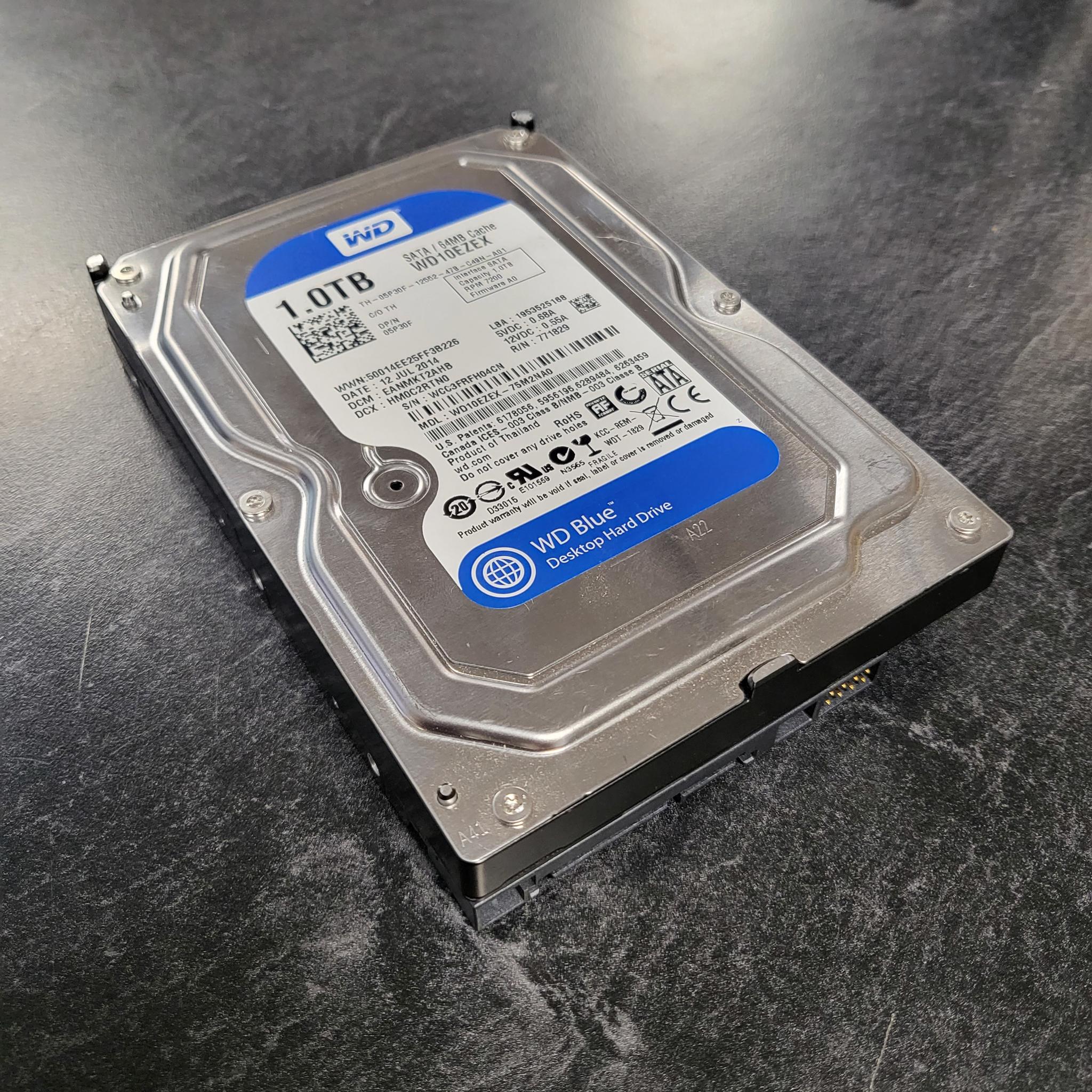 1 TB Western Digital Blue (7200RPM, 3.5", SATA III, 64MB Cache) Internal HDD w/ under 2k hours