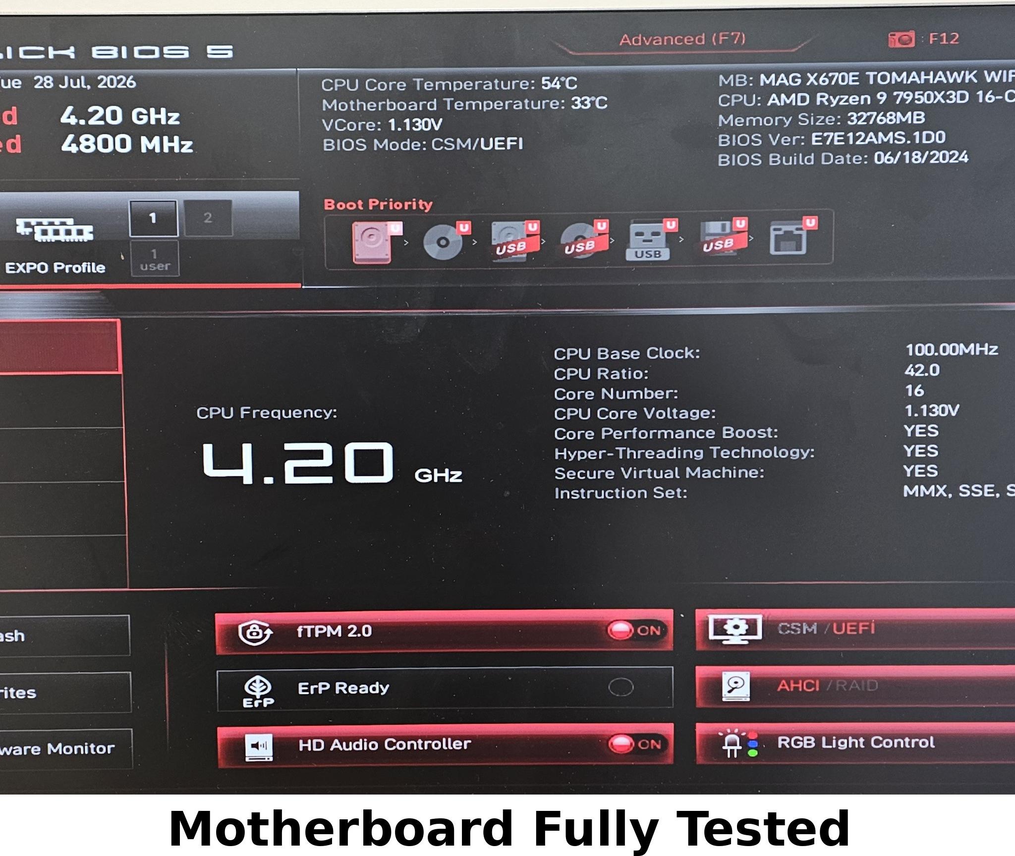 MSI B650 MAG TOMAHAWK WIFI AMD AM5 DDR5 ATX Motherboard