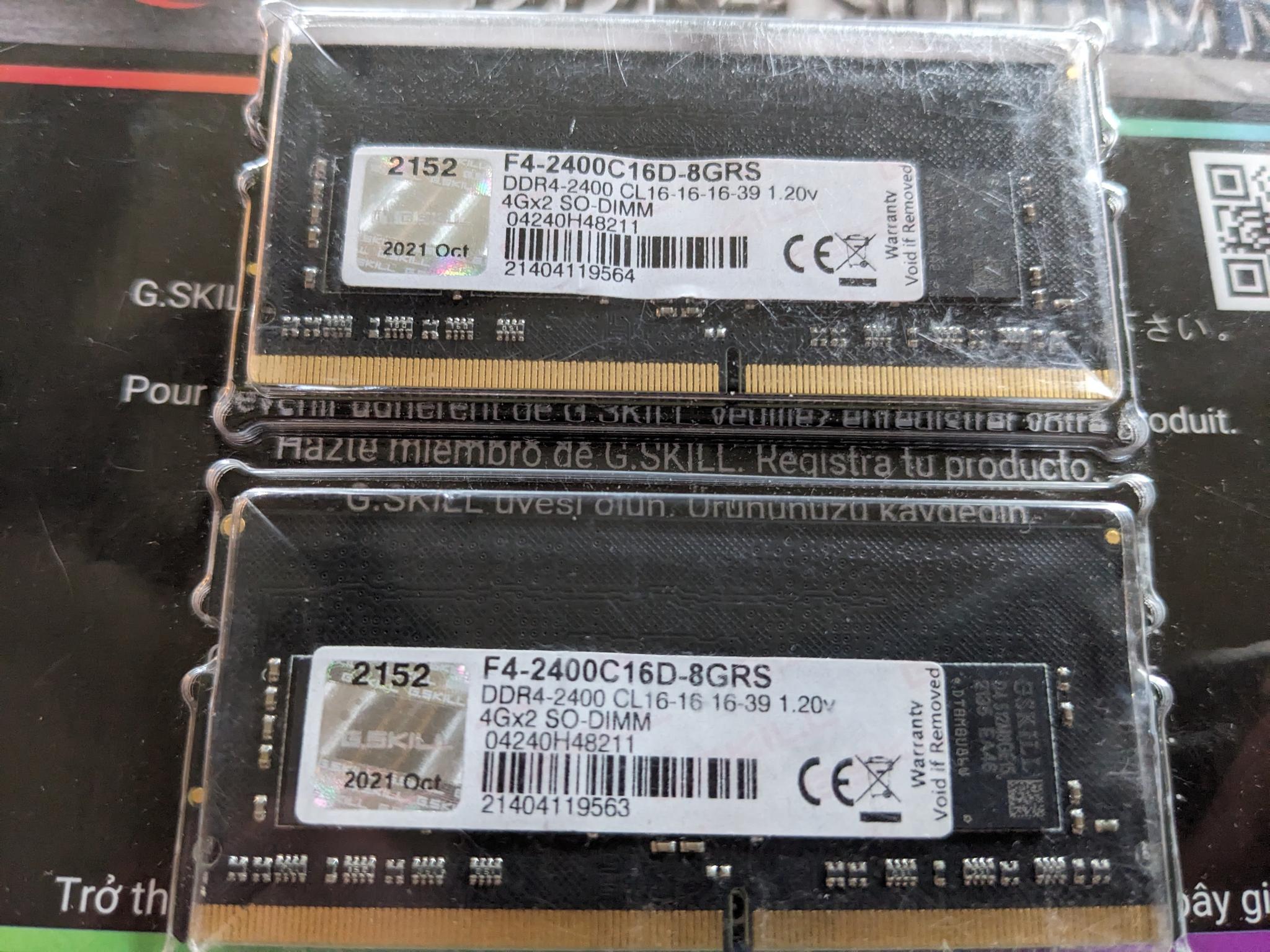 G.SKILL Ripjaws DDR4 SO-DIMM 4GBx2 CL16 2400 IOB
