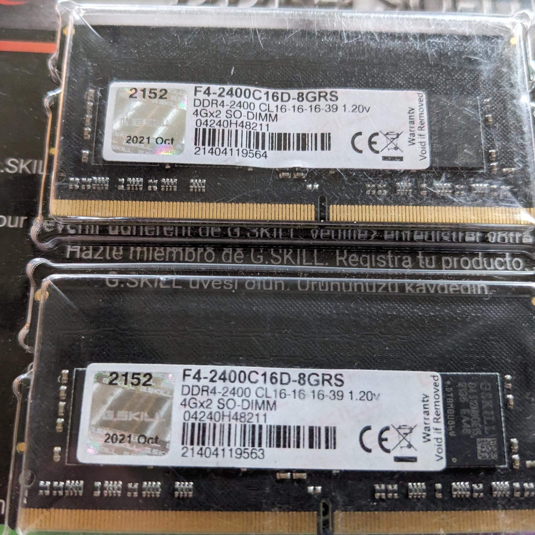 G.SKILL Ripjaws DDR4 SO-DIMM 4GBx2 CL16 2400 IOB