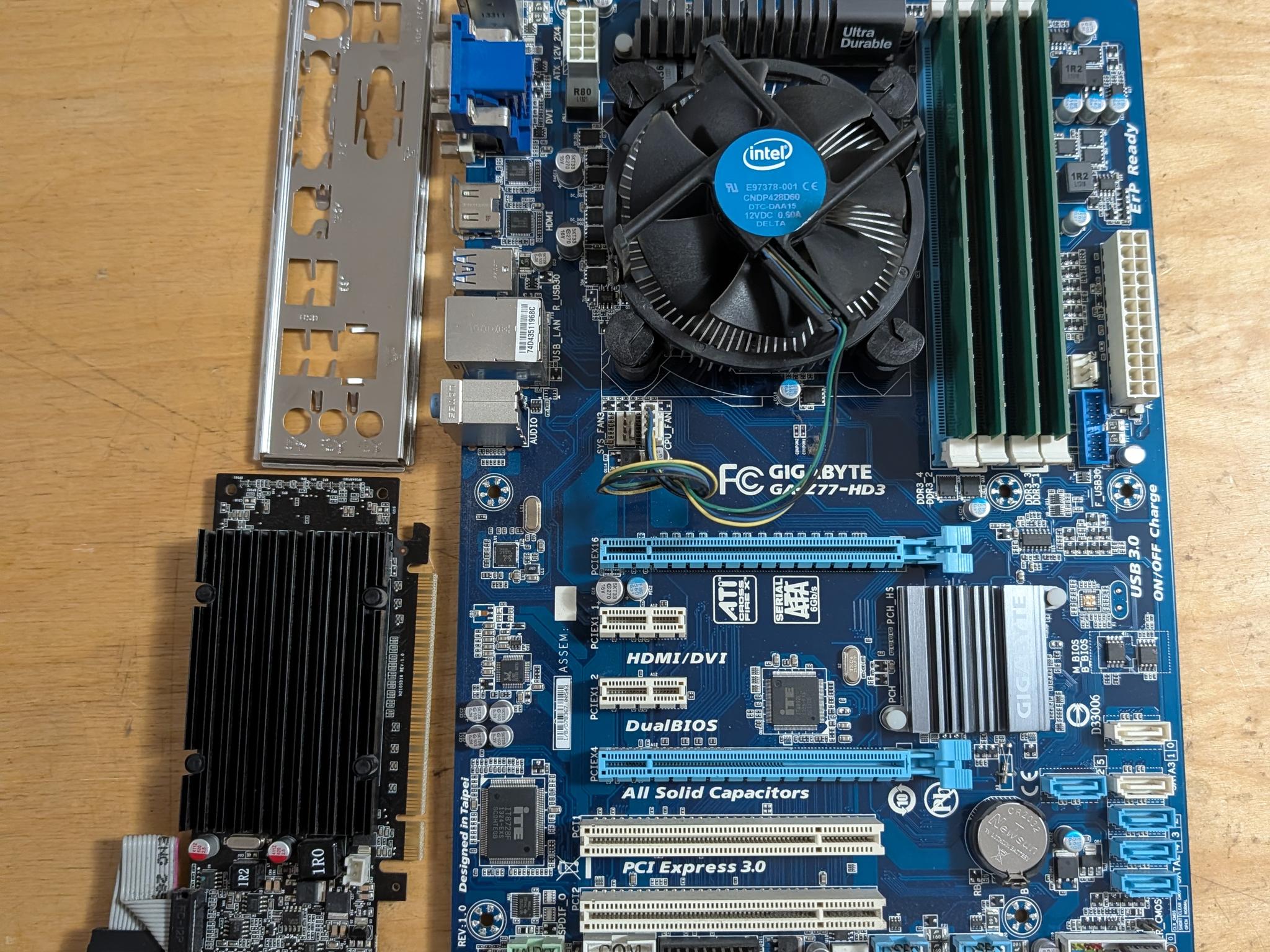 I7 3770 + Z77 motherboard + 16GB DDR3 + GT210 1GB