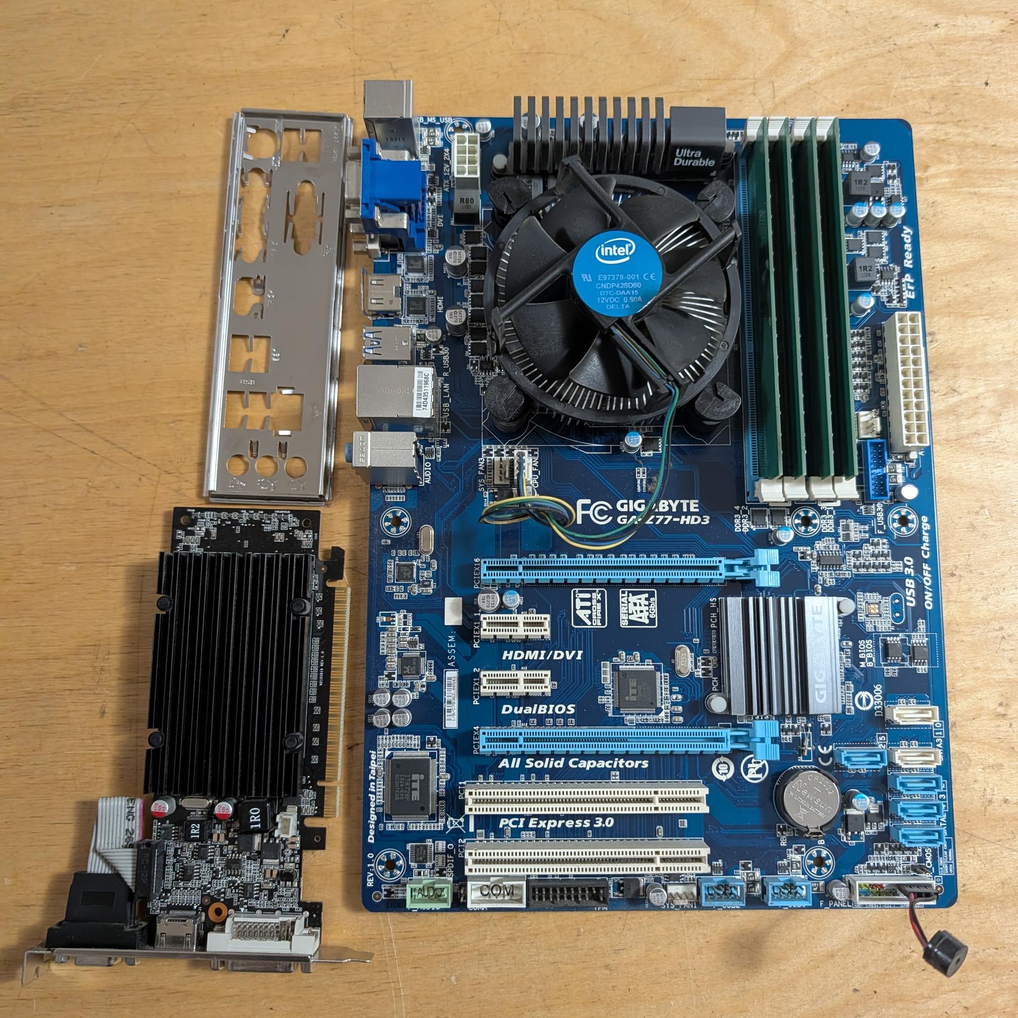 I7 3770 + Z77 motherboard + 16GB DDR3 + GT210 1GB