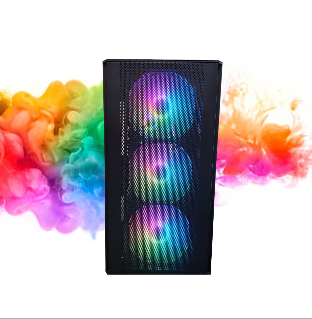 Watercooled: RX 6600 + Ryzen 7 + 16GB RGB RAM + 512GB SSD, 6 RGB Fans ( Black Gaming PC )