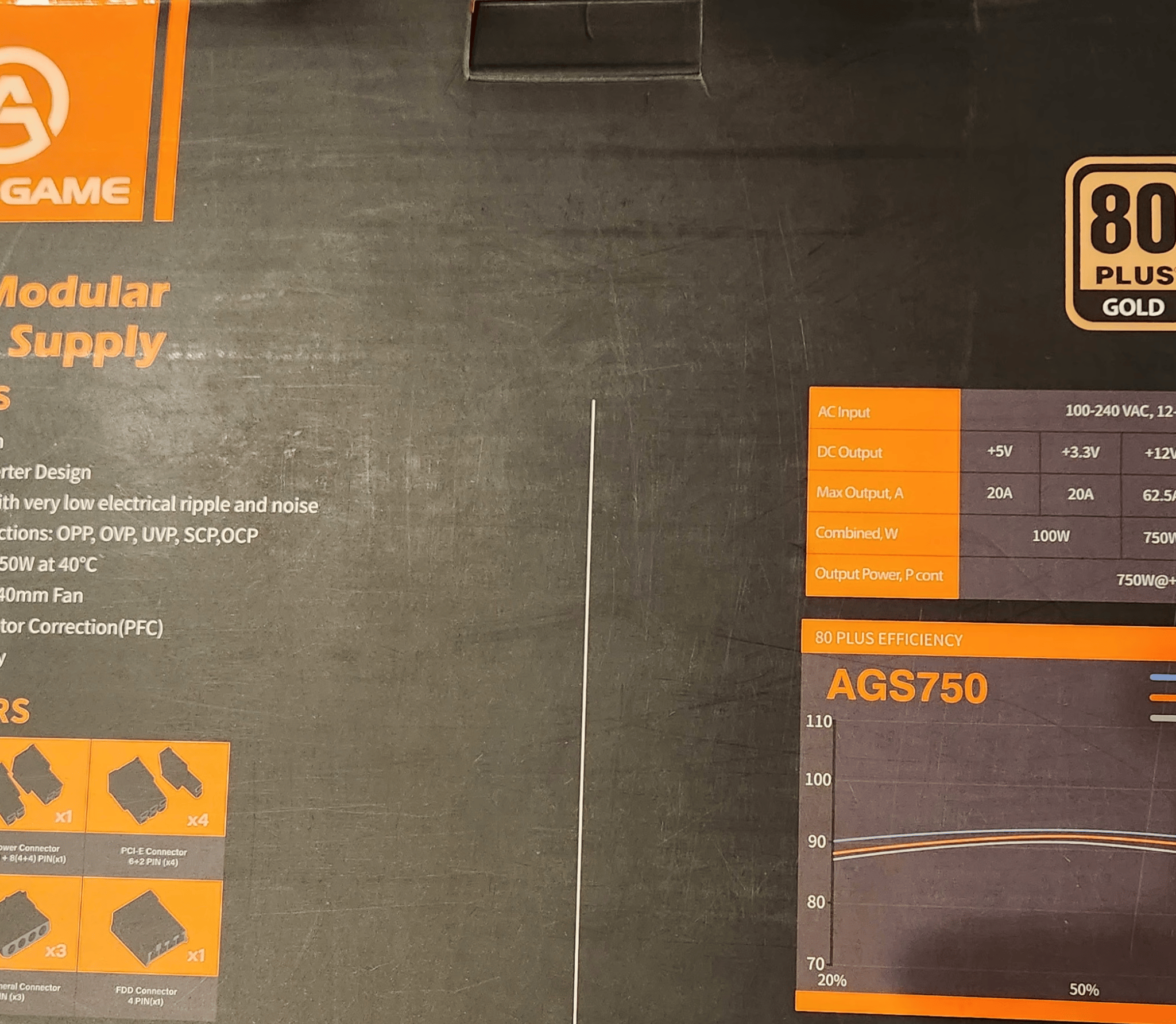 ARESGAME AGS750 750W 80+ Gold Power Supply