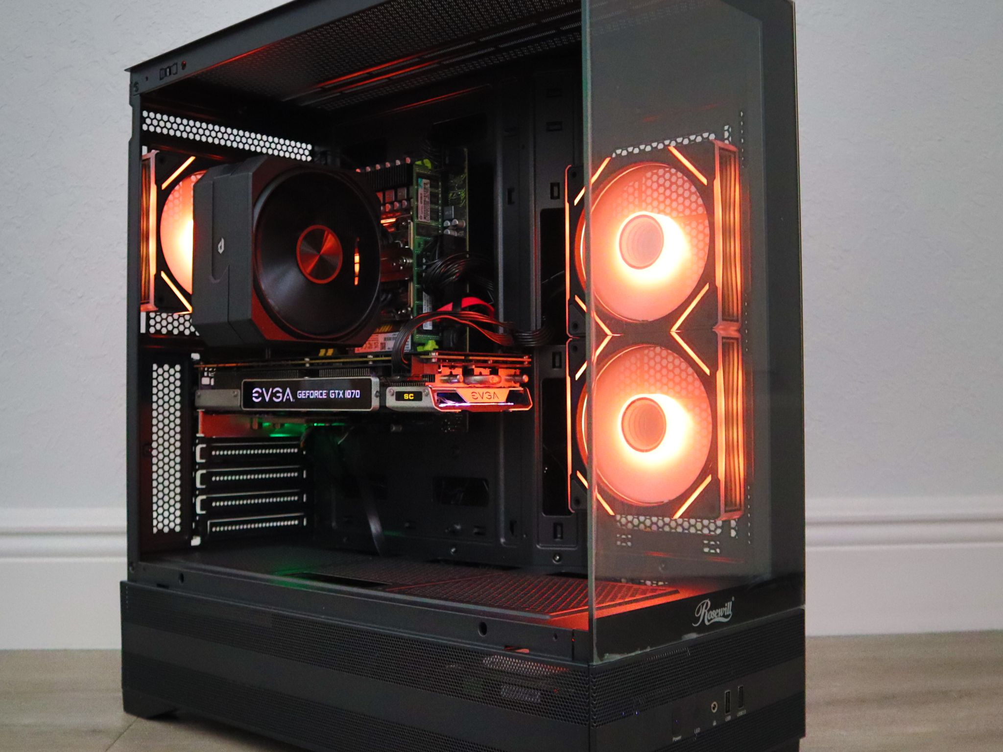 Gaming PC - GTX 1070, E5-2650 V4, 16GB DDR4, WIFI, ARGB, BLACK, NVMe SSD, HDD.